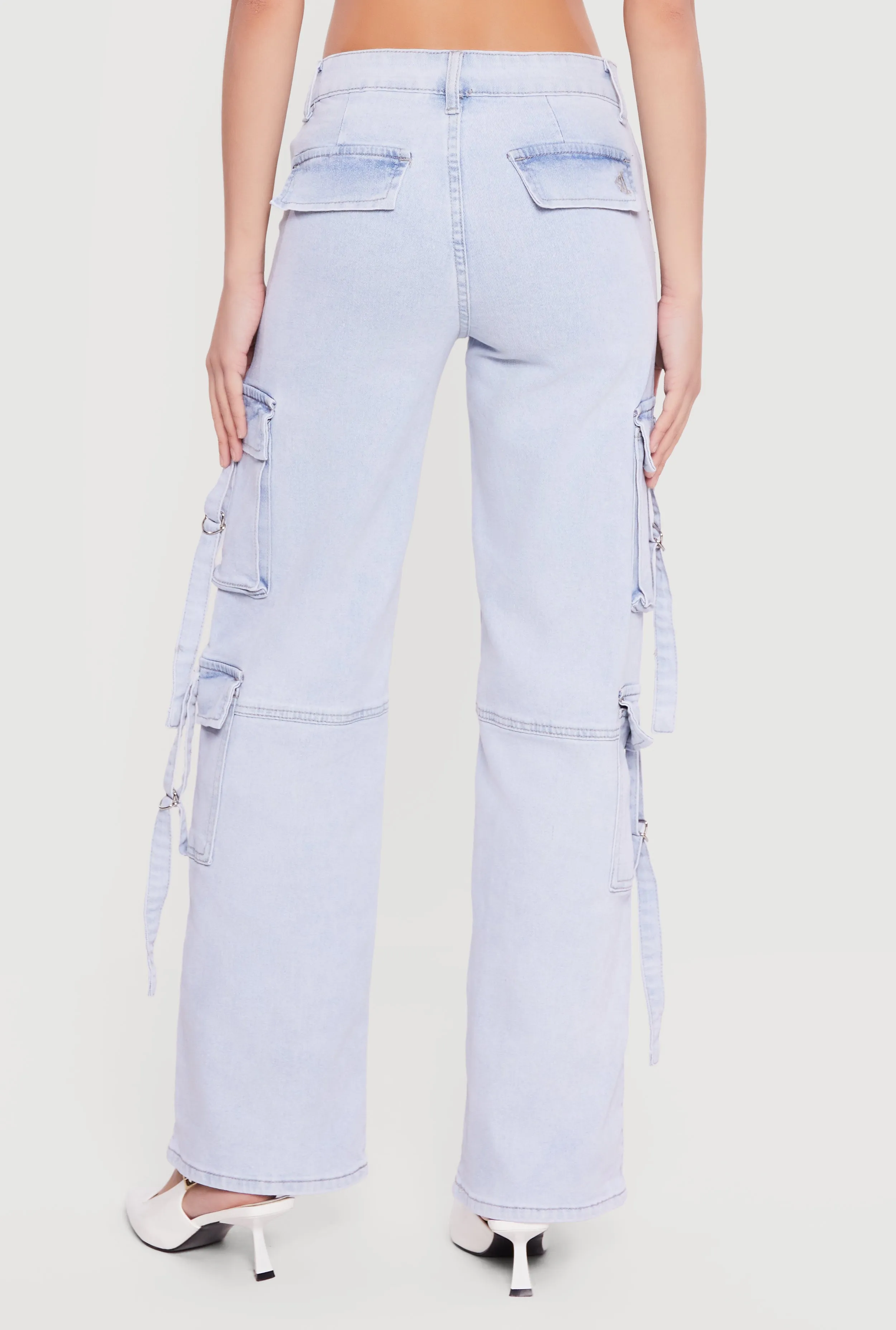 Acid Wash Cargo Pocket Straight Leg Jeans sold by Rainbow product image thumbnail 5