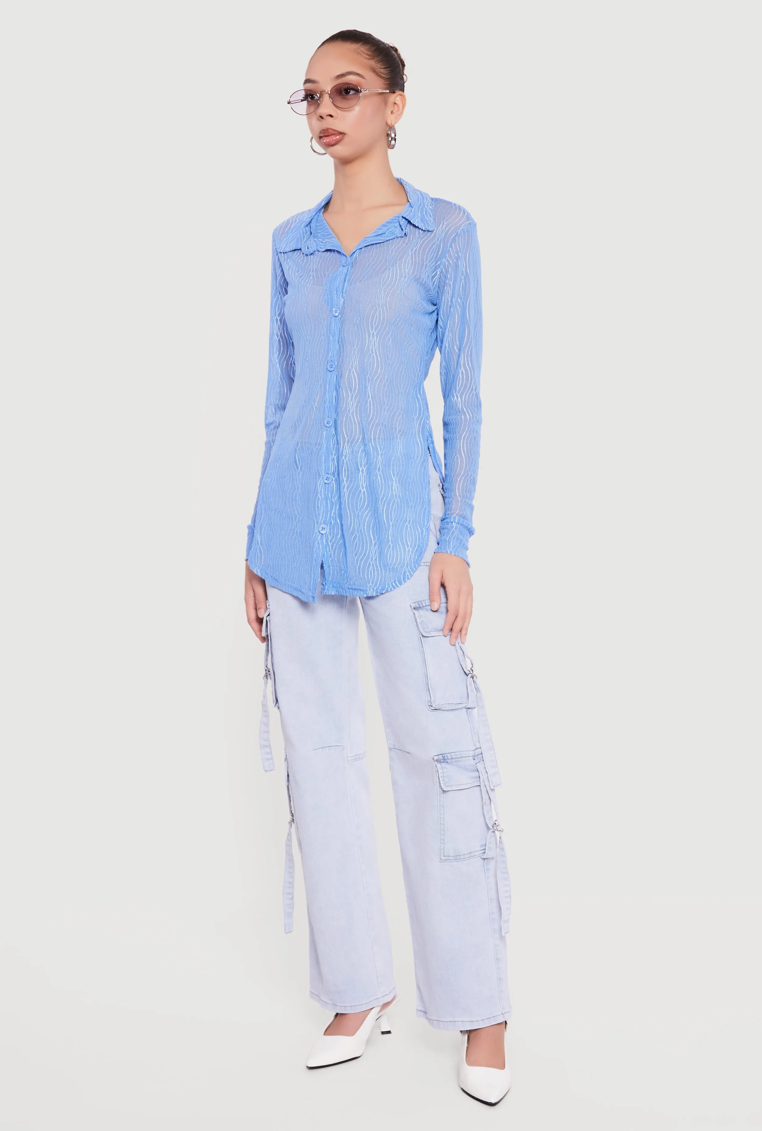 Acid Wash Cargo Pocket Straight Leg Jeans sold by Rainbow product image thumbnail 2