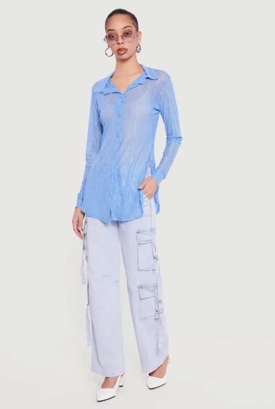 Acid Wash Cargo Pocket Straight Leg Jeans sold by Rainbow