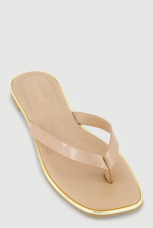 Metallic Trim Thong Sandals made by Rainbow