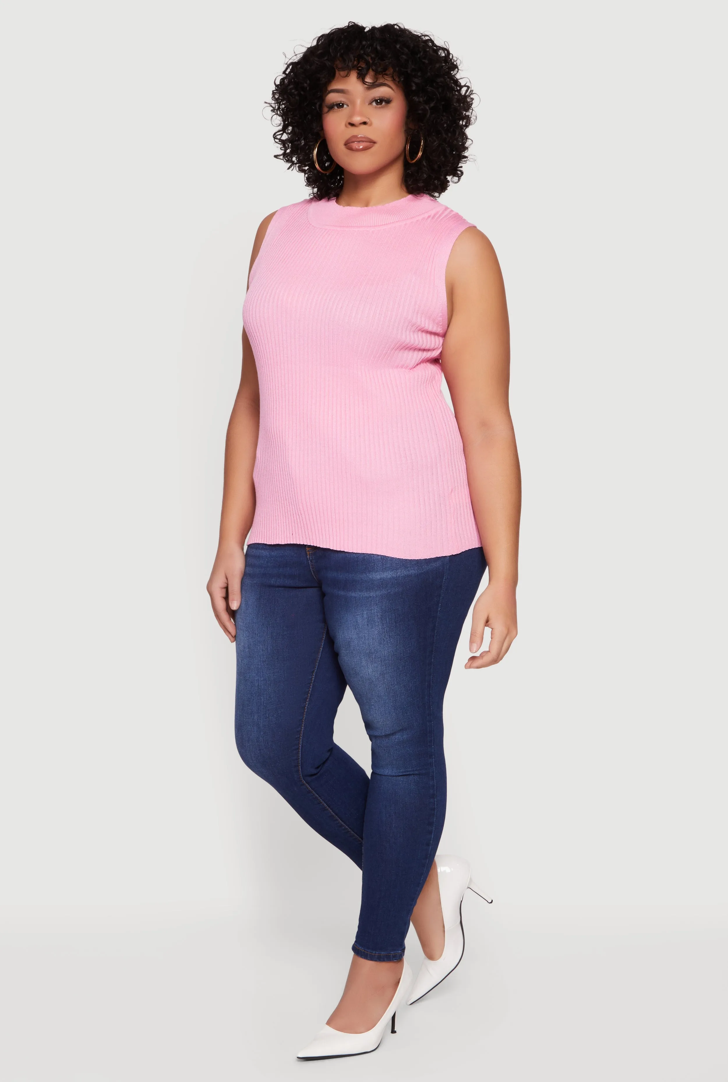 Plus Size Rib Knit Mock Neck Sleeveless Sweater sold by Rainbow product image thumbnail 3