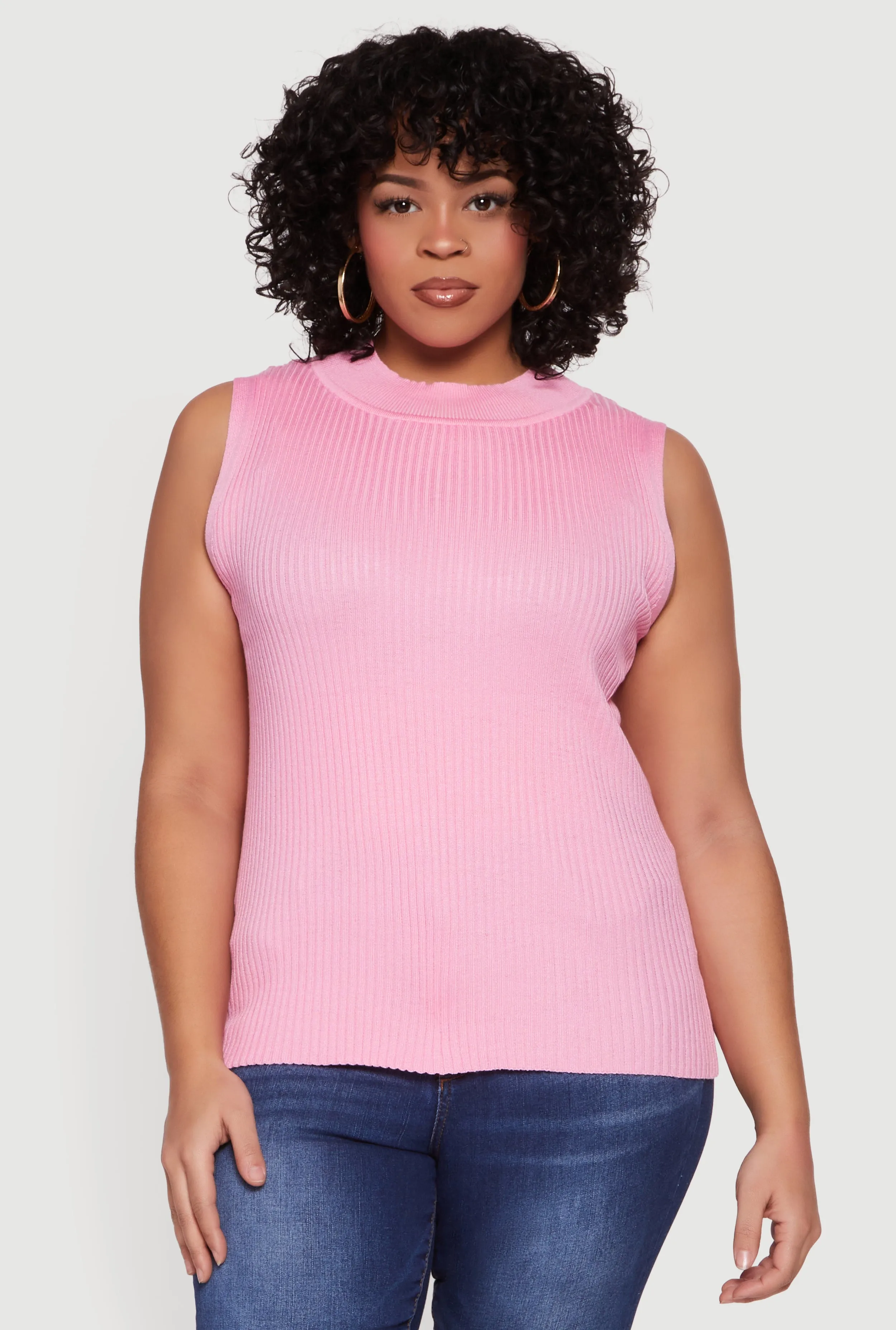 Plus Size Rib Knit Mock Neck Sleeveless Sweater sold by Rainbow product image thumbnail 2