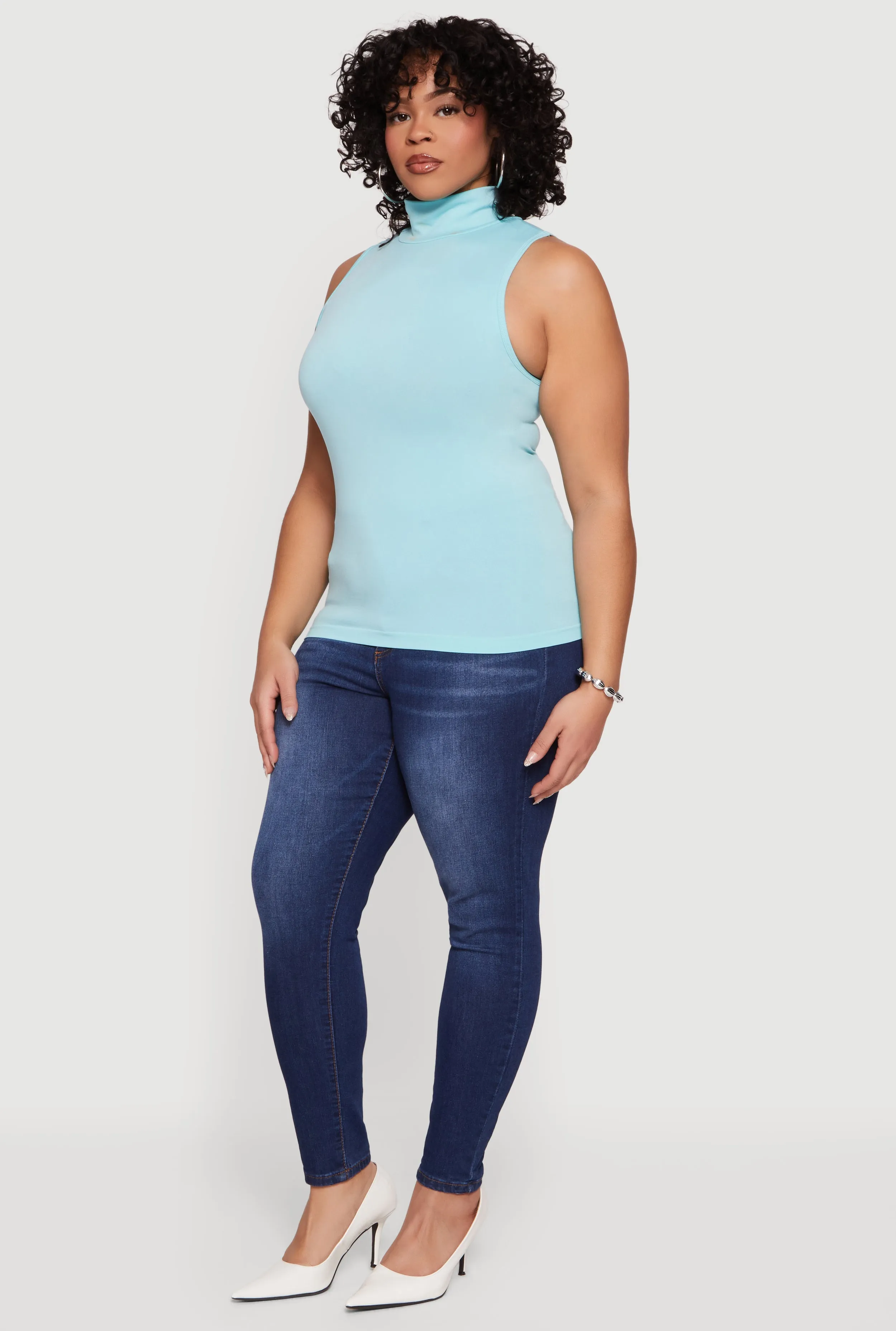 Plus Size Sleeveless Seamless Mock Neck Top sold by Rainbow product image thumbnail 3