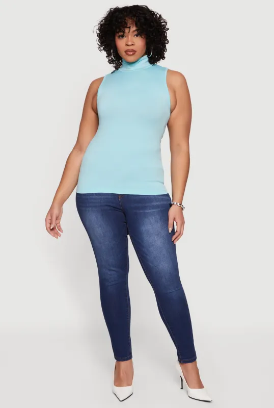 Plus Size Sleeveless Seamless Mock Neck Top sold by Rainbow