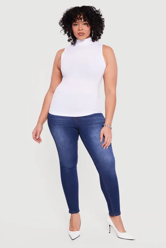 Plus Size Sleeveless Seamless Mock Neck Top sold by Rainbow