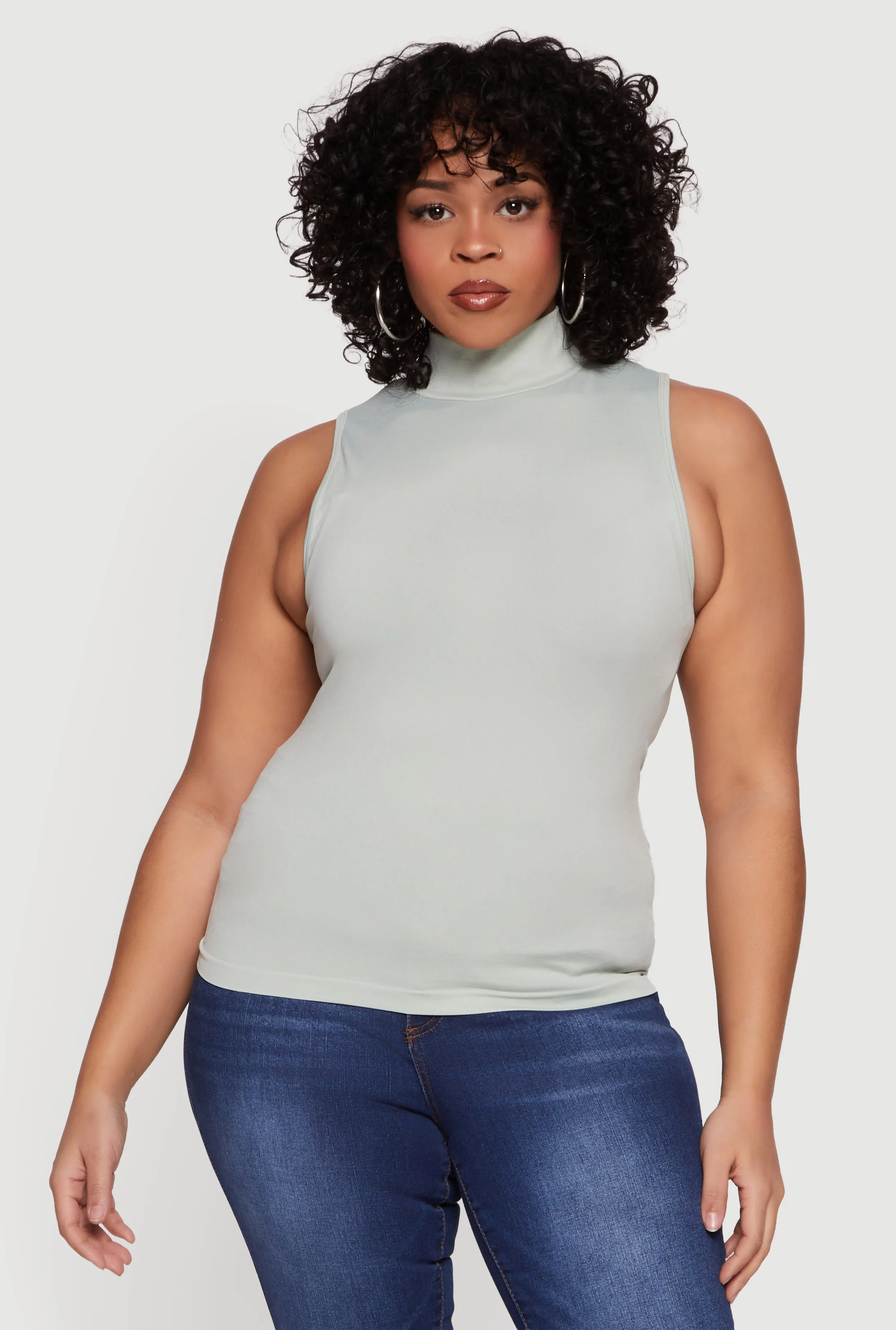 Plus Size Sleeveless Seamless Mock Neck Top sold by Rainbow product image thumbnail 2