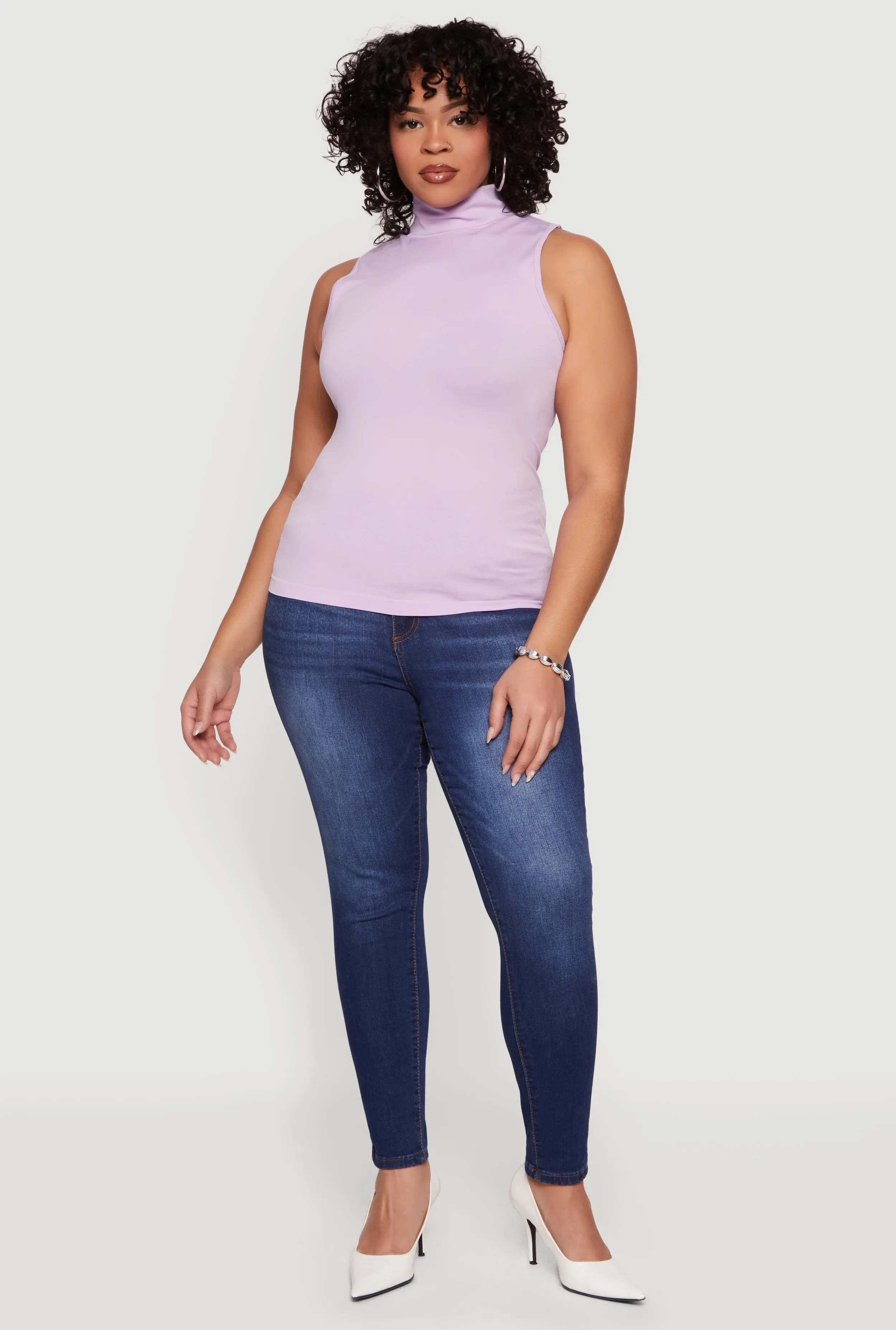 Plus Size Sleeveless Seamless Mock Neck Top sold by Rainbow