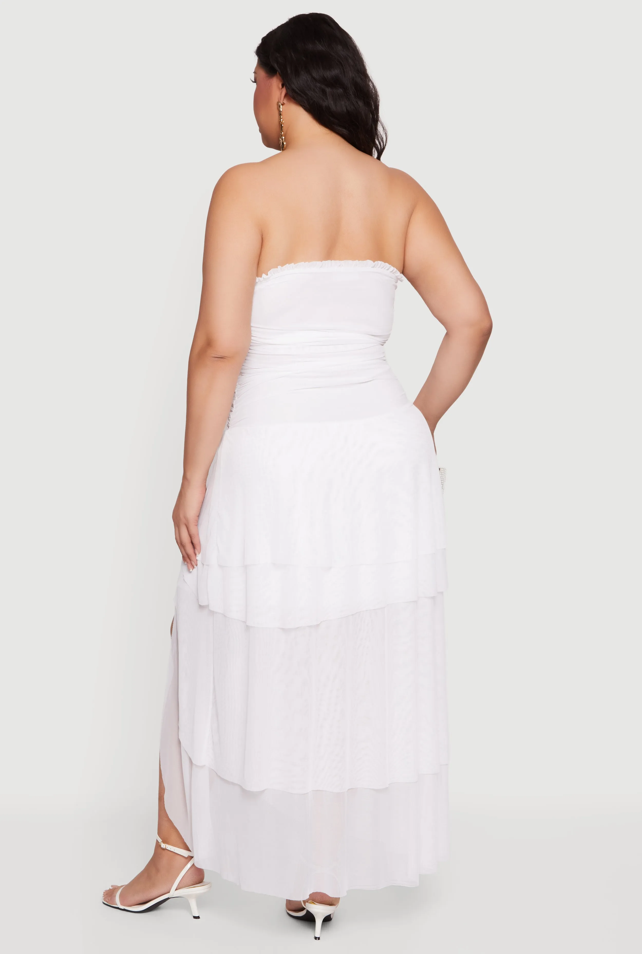 Plus Size Mesh Twist Tie Front Tiered Tube Dress sold by Rainbow product image thumbnail 3