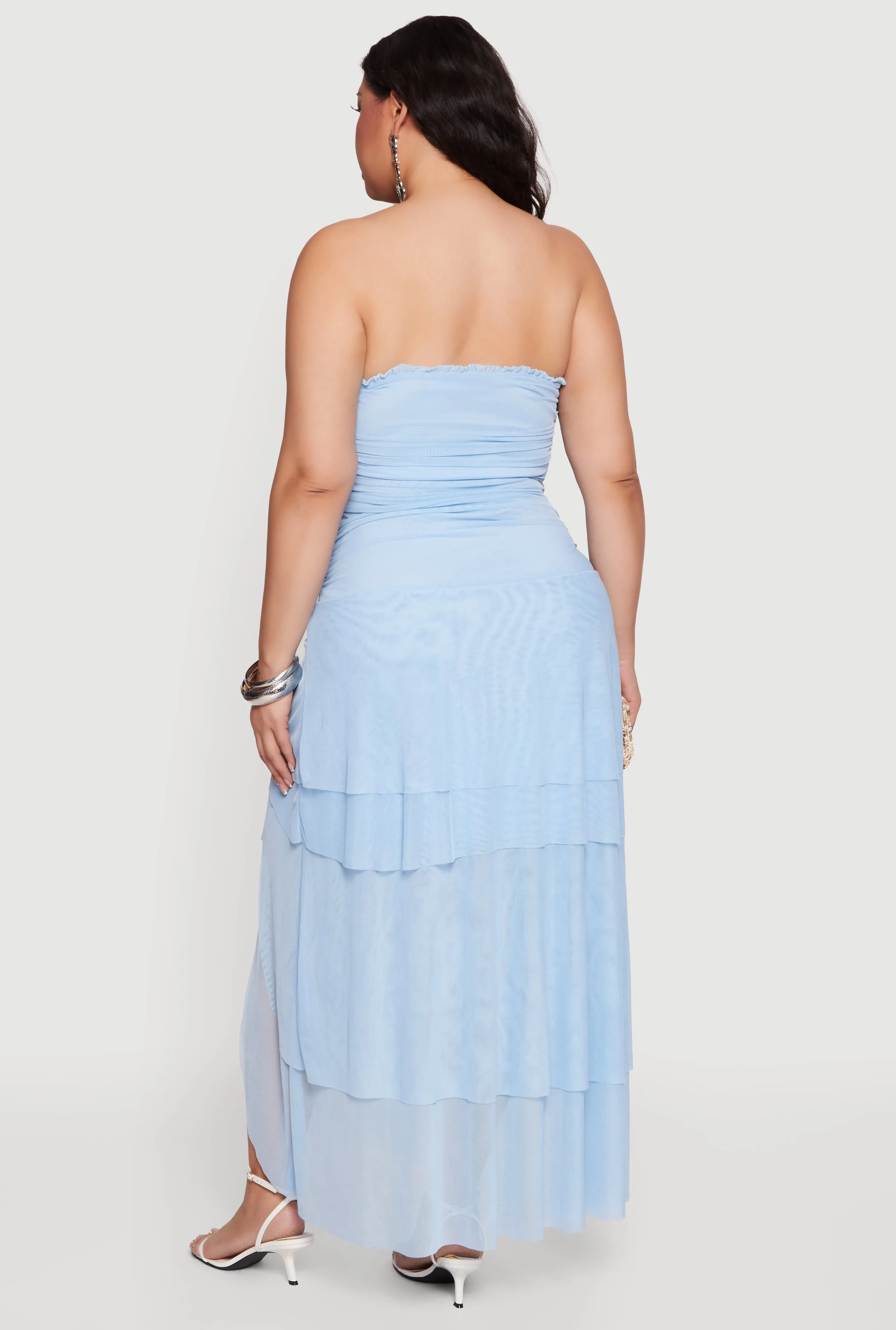 Plus Size Mesh Twist Tie Front Tiered Tube Dress sold by Rainbow product image thumbnail 3