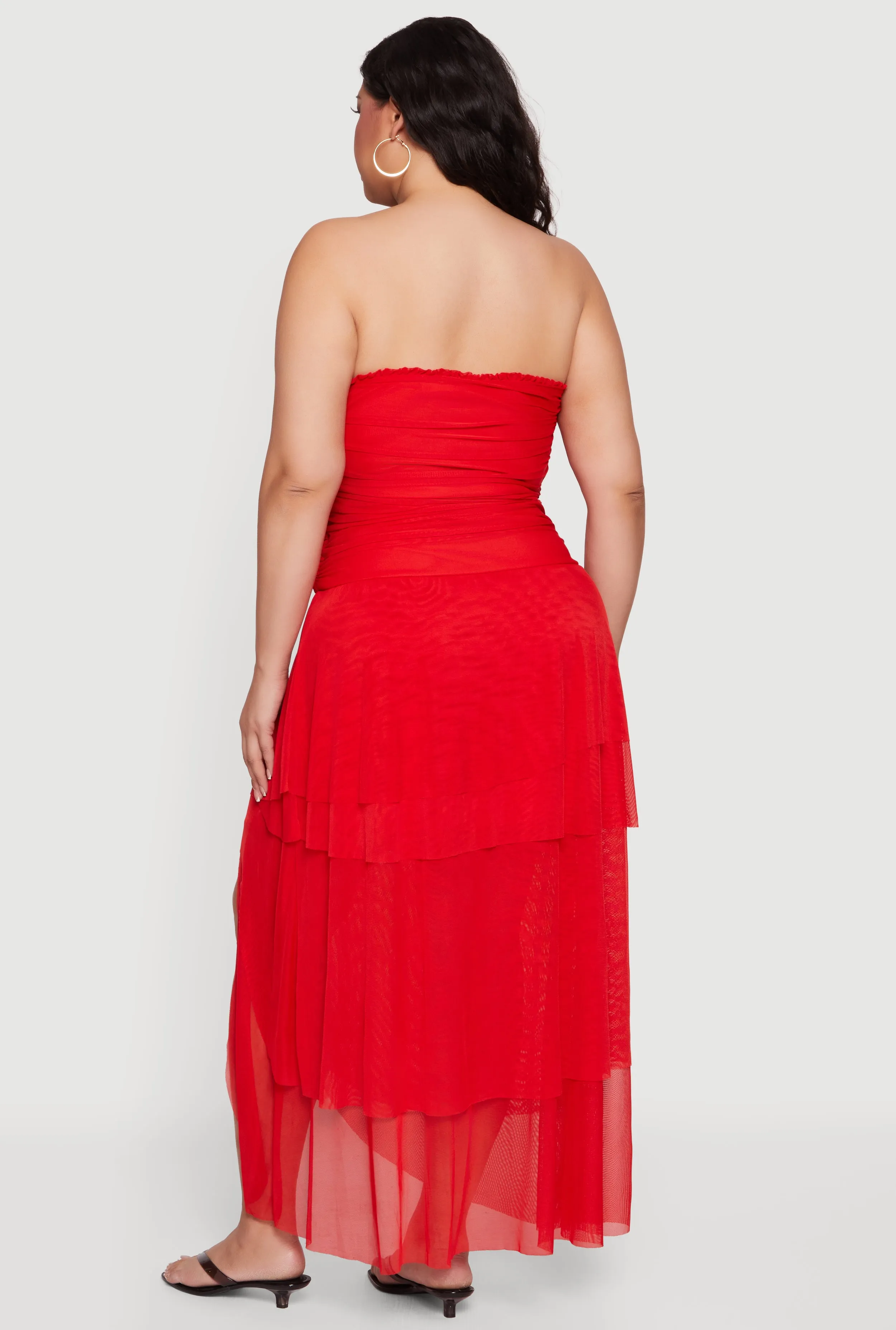 Plus Size Mesh Twist Tie Front Tiered Tube Dress sold by Rainbow product image thumbnail 3