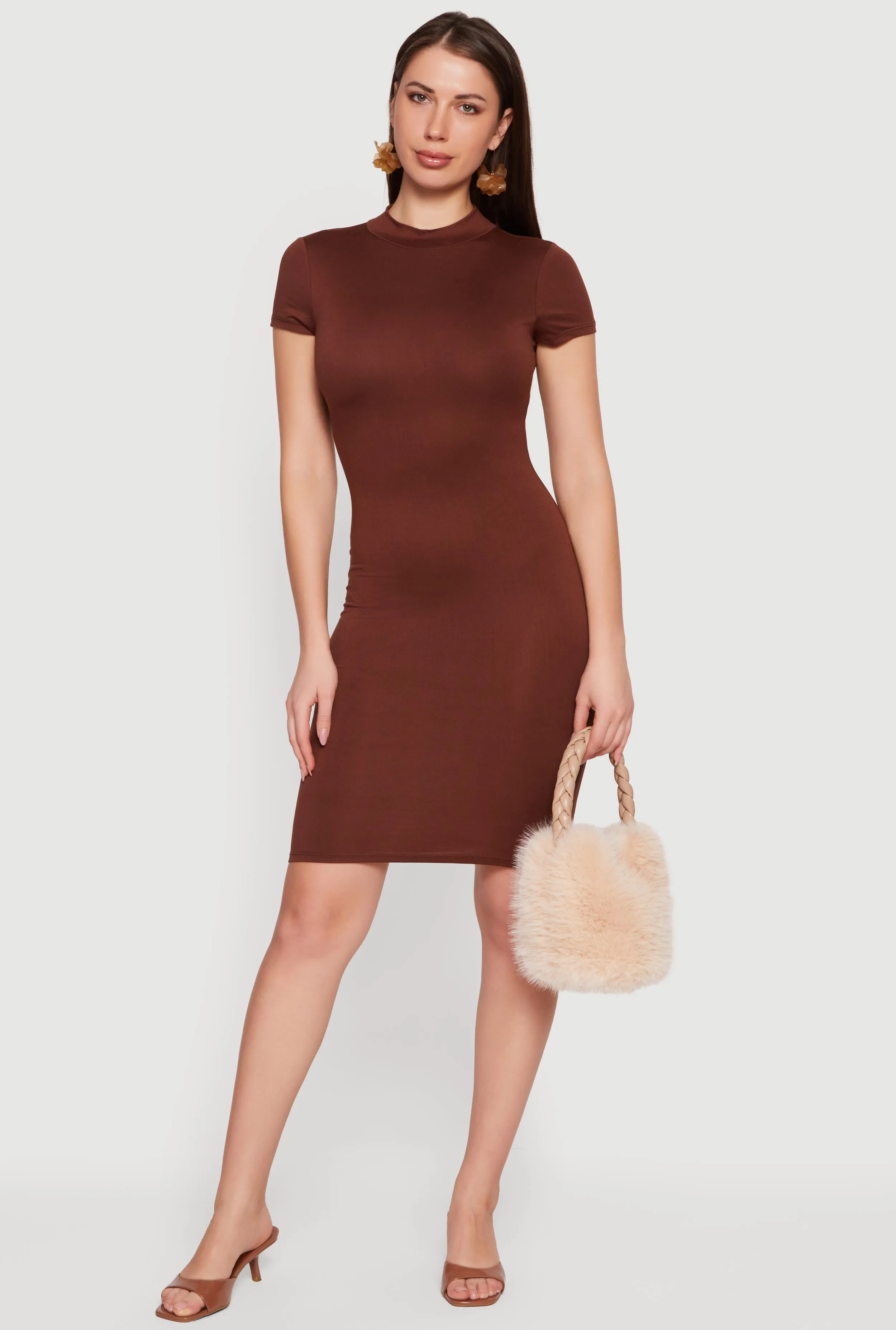 Mock Neck Short Sleeve T Shirt Dress sold by Rainbow