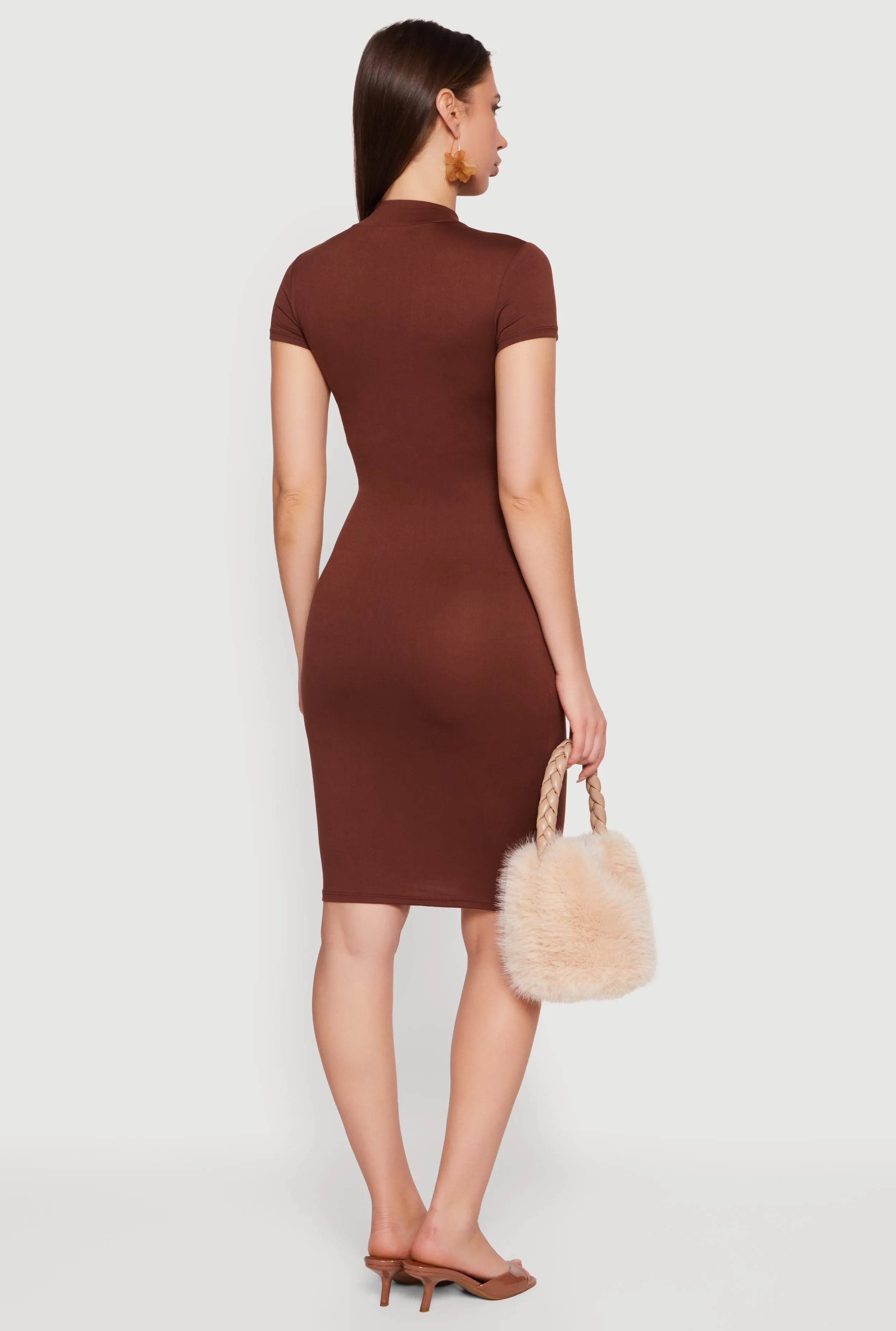 Mock Neck Short Sleeve T Shirt Dress sold by Rainbow product image thumbnail 3