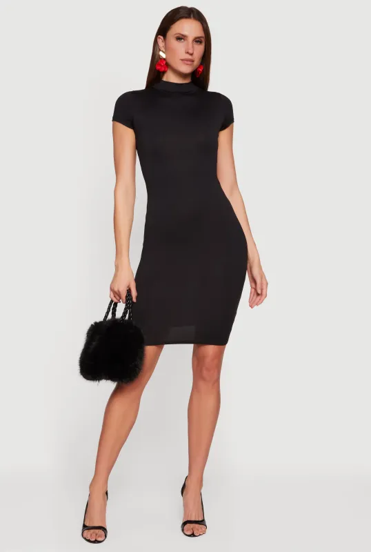 Mock Neck Short Sleeve T Shirt Dress sold by Rainbow