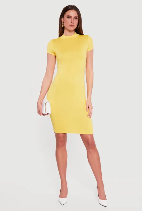 Mock Neck Short Sleeve T Shirt Dress sold by Rainbow