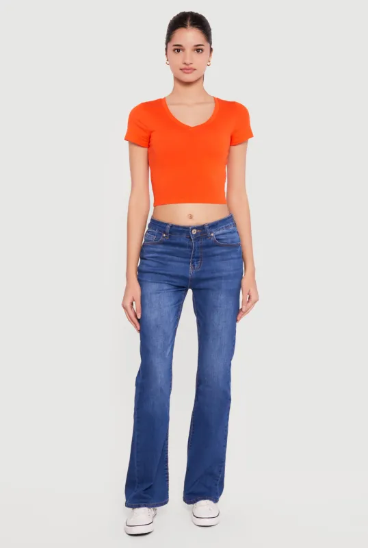 Short Sleeve V Neck Crop Top sold by Rainbow