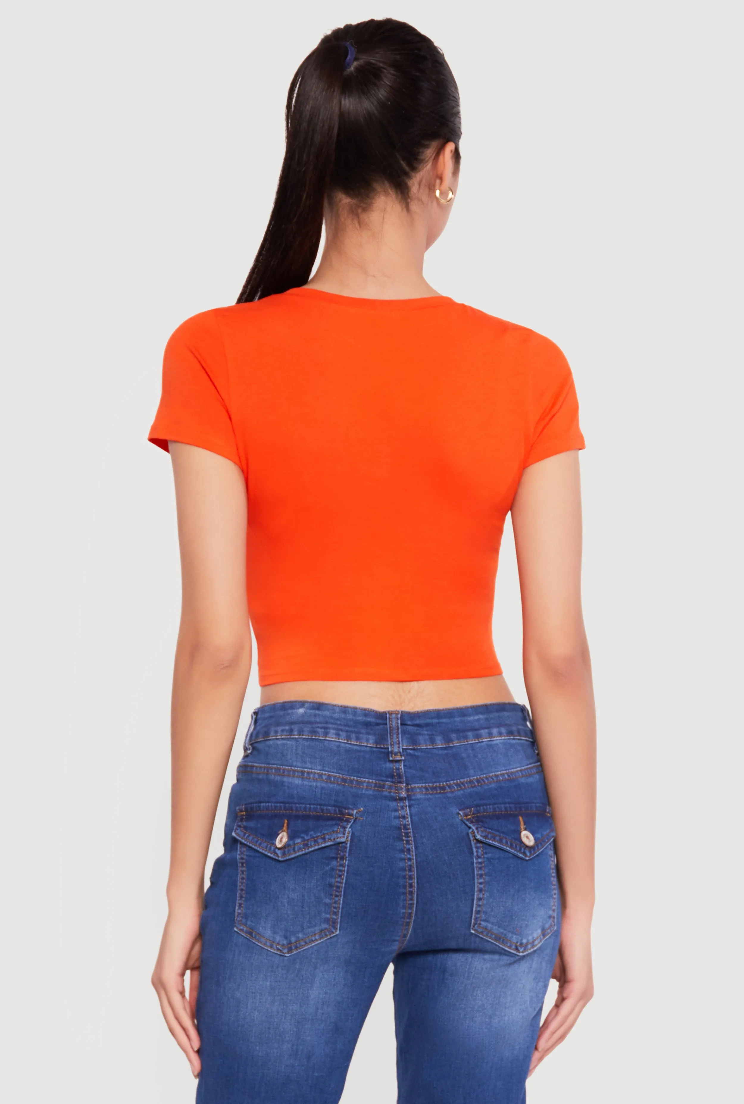 Short Sleeve V Neck Crop Top sold by Rainbow product image thumbnail 5