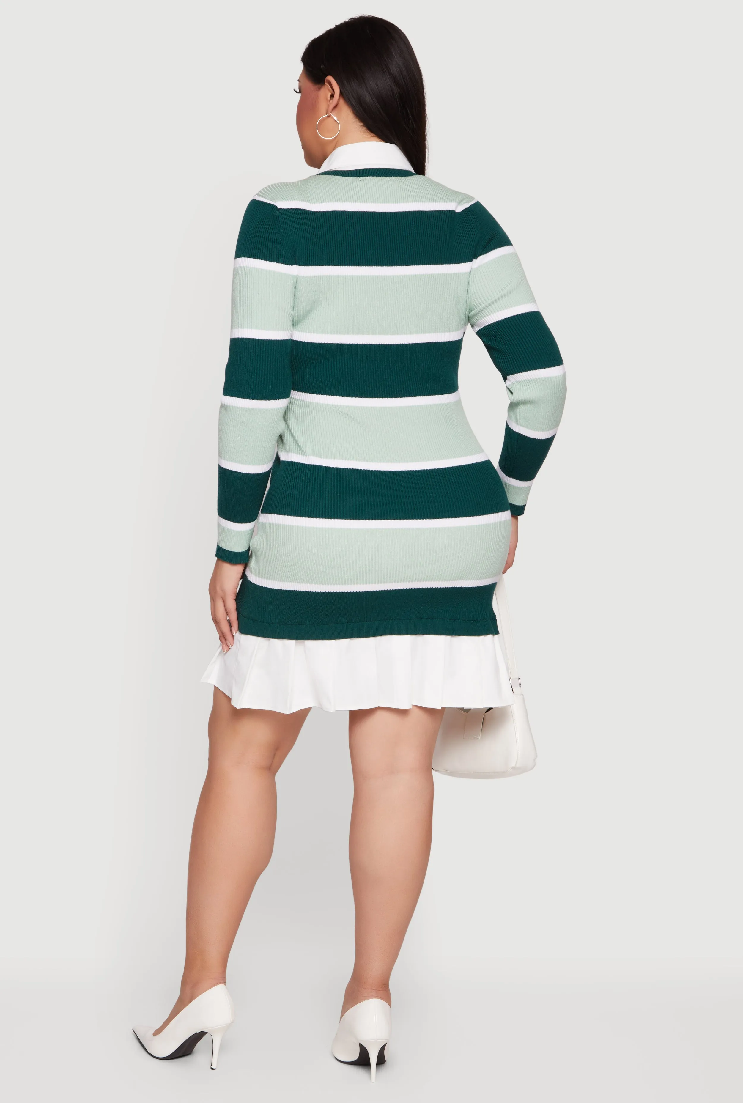 Plus Size Layered Look Striped Ribbed Knit Sweater Dress sold by Rainbow product image thumbnail 3