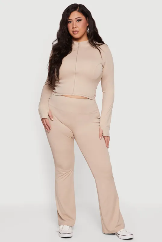 Plus Size High Waisted Flare Leg Active Pants sold by Rainbow