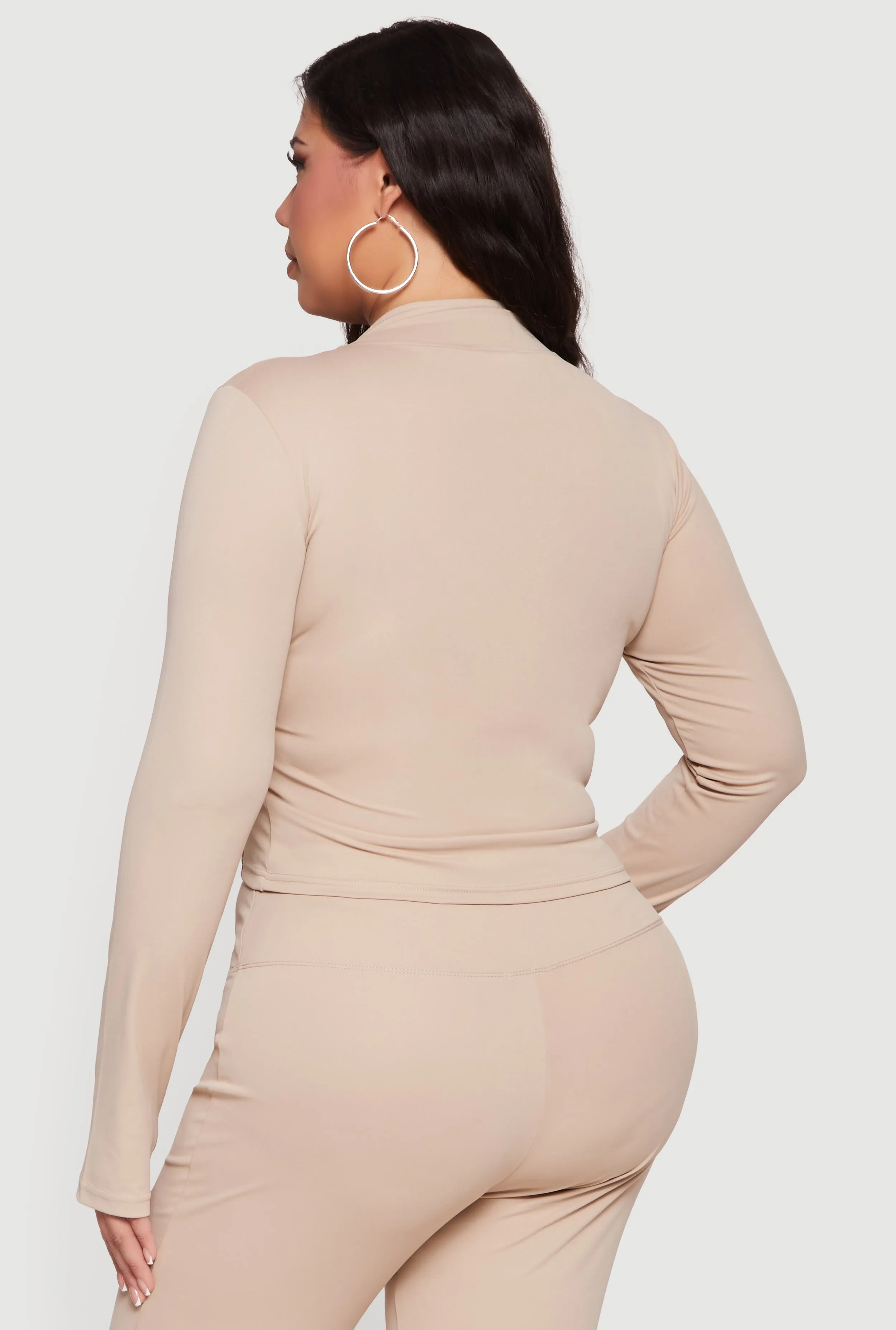 Plus Size Zip Front Mock Neck Active Jacket with Thumb Holes sold by Rainbow product image thumbnail 5