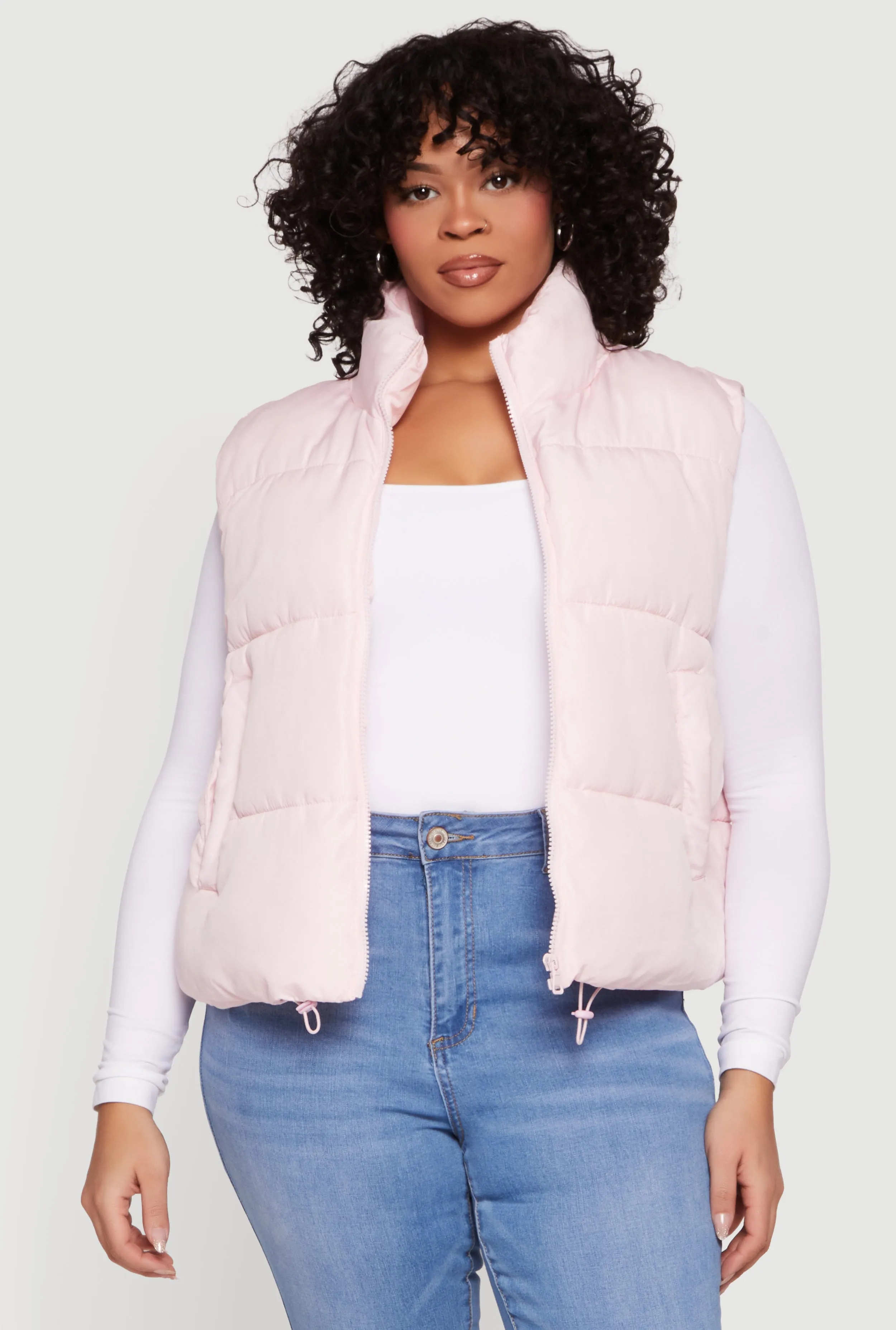 Plus Size Drawstring Hem Zip Front Puffer Vest sold by Rainbow product image thumbnail 2