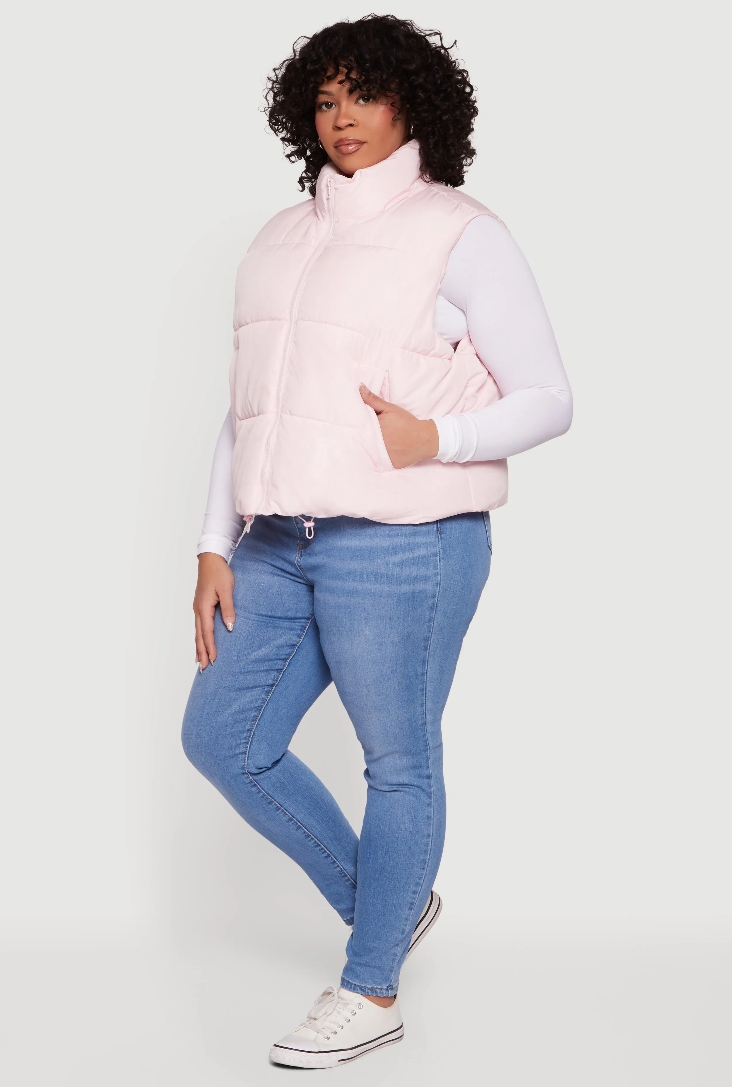 Plus Size Drawstring Hem Zip Front Puffer Vest sold by Rainbow product image thumbnail 3
