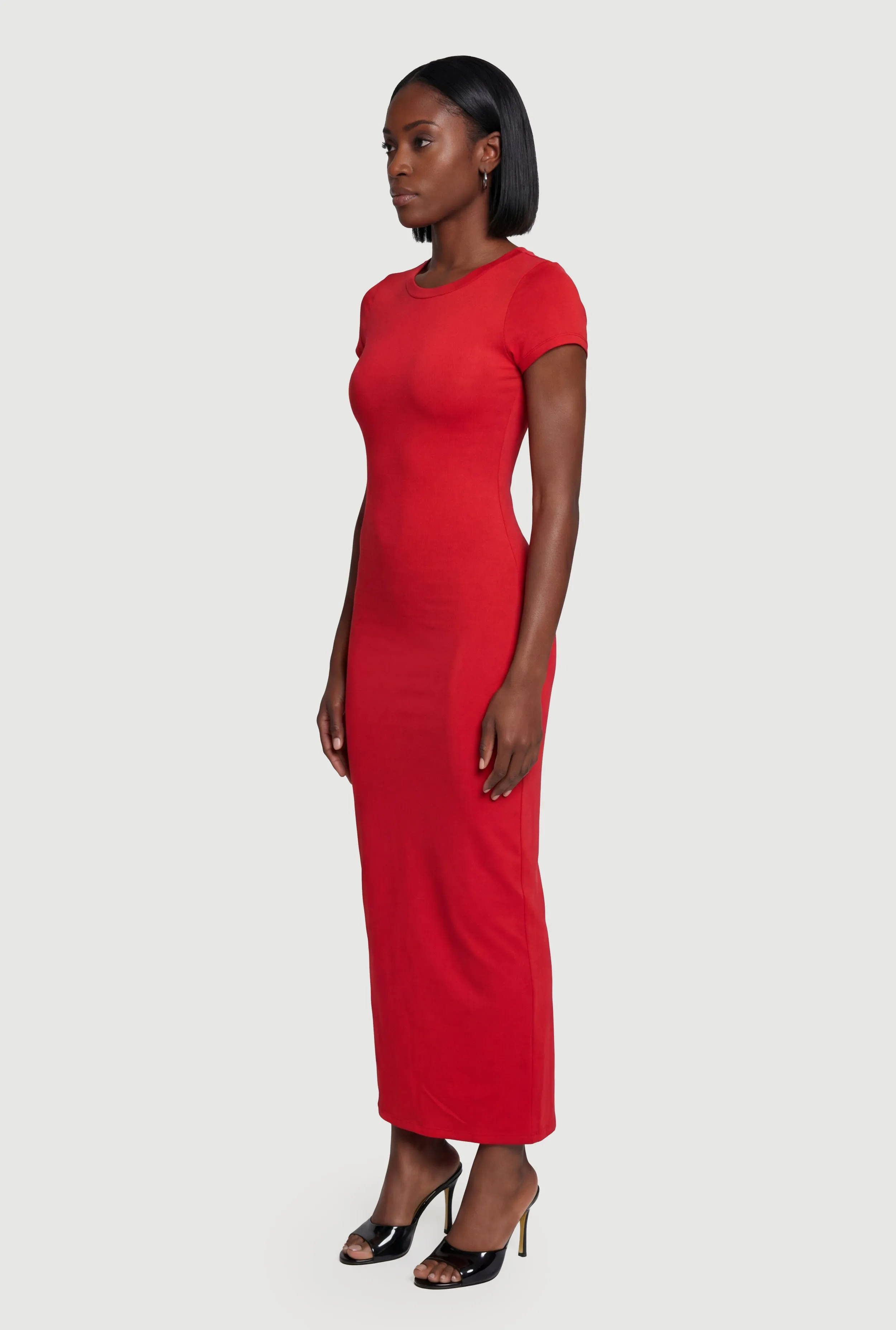 Short Sleeve Crew Neck Slit Back Maxi Dress sold by Rainbow product image thumbnail 2