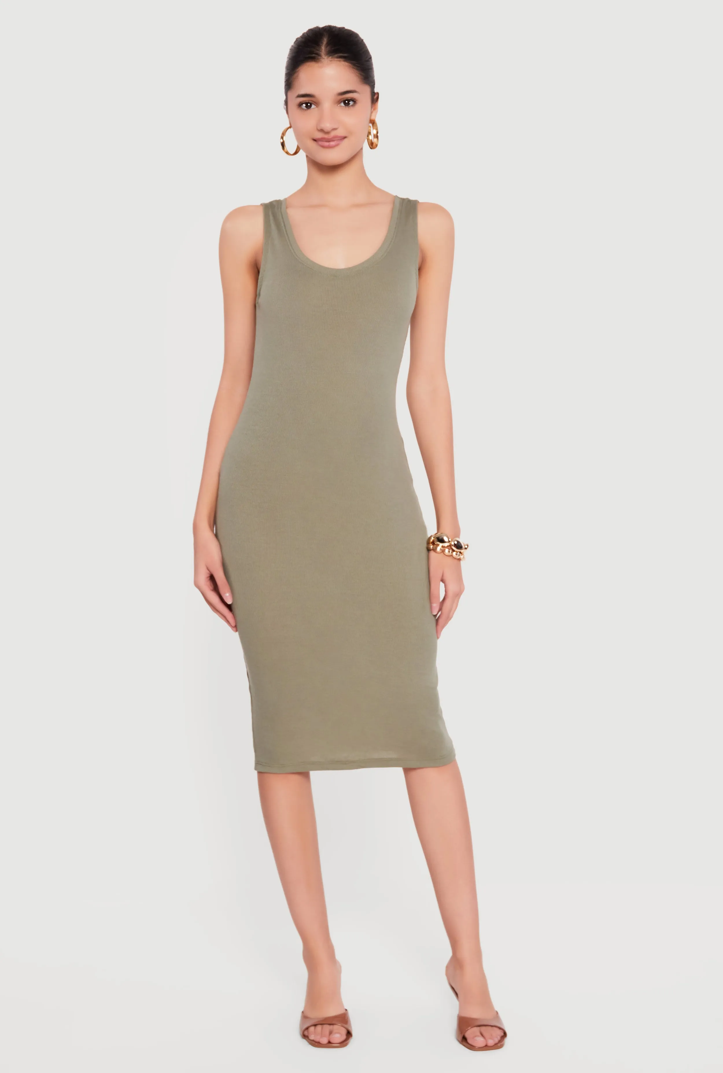 Sleeveless Ribbed Knit Midi Dress sold by Rainbow