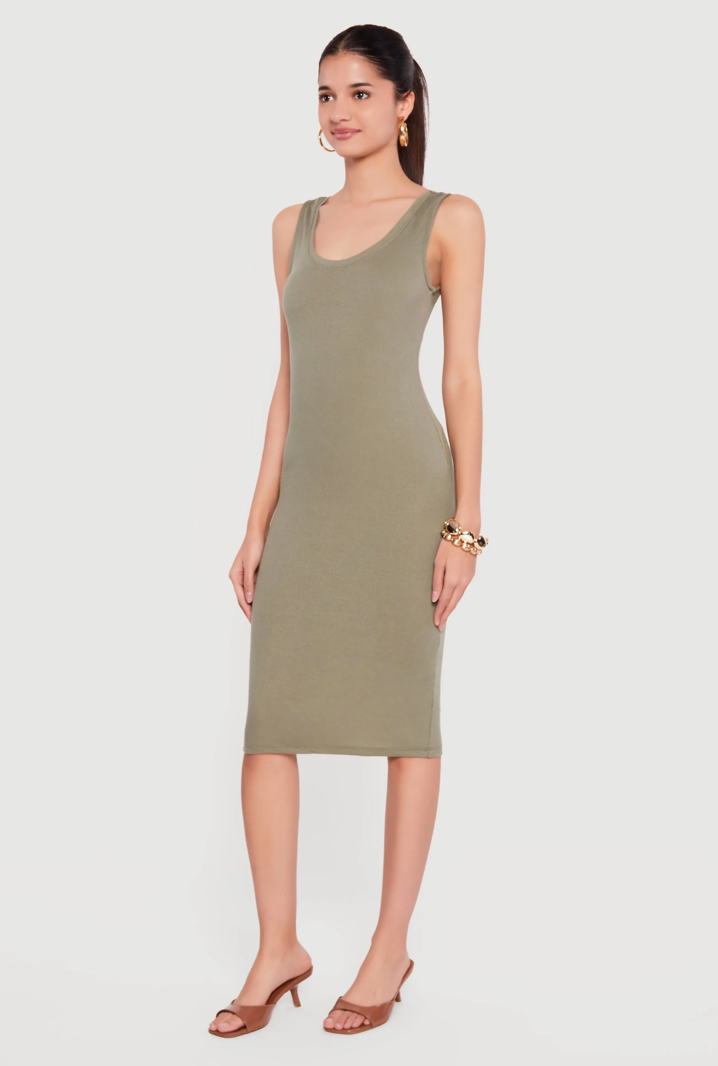 Sleeveless Ribbed Knit Midi Dress sold by Rainbow product image thumbnail 2