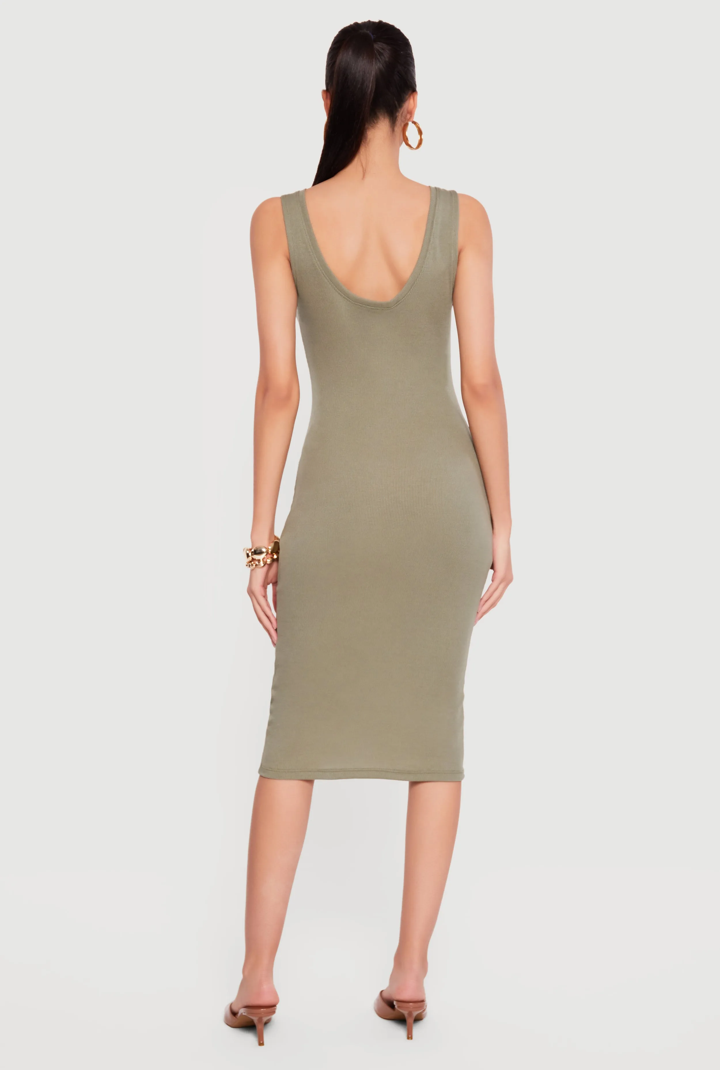 Sleeveless Ribbed Knit Midi Dress sold by Rainbow product image thumbnail 3