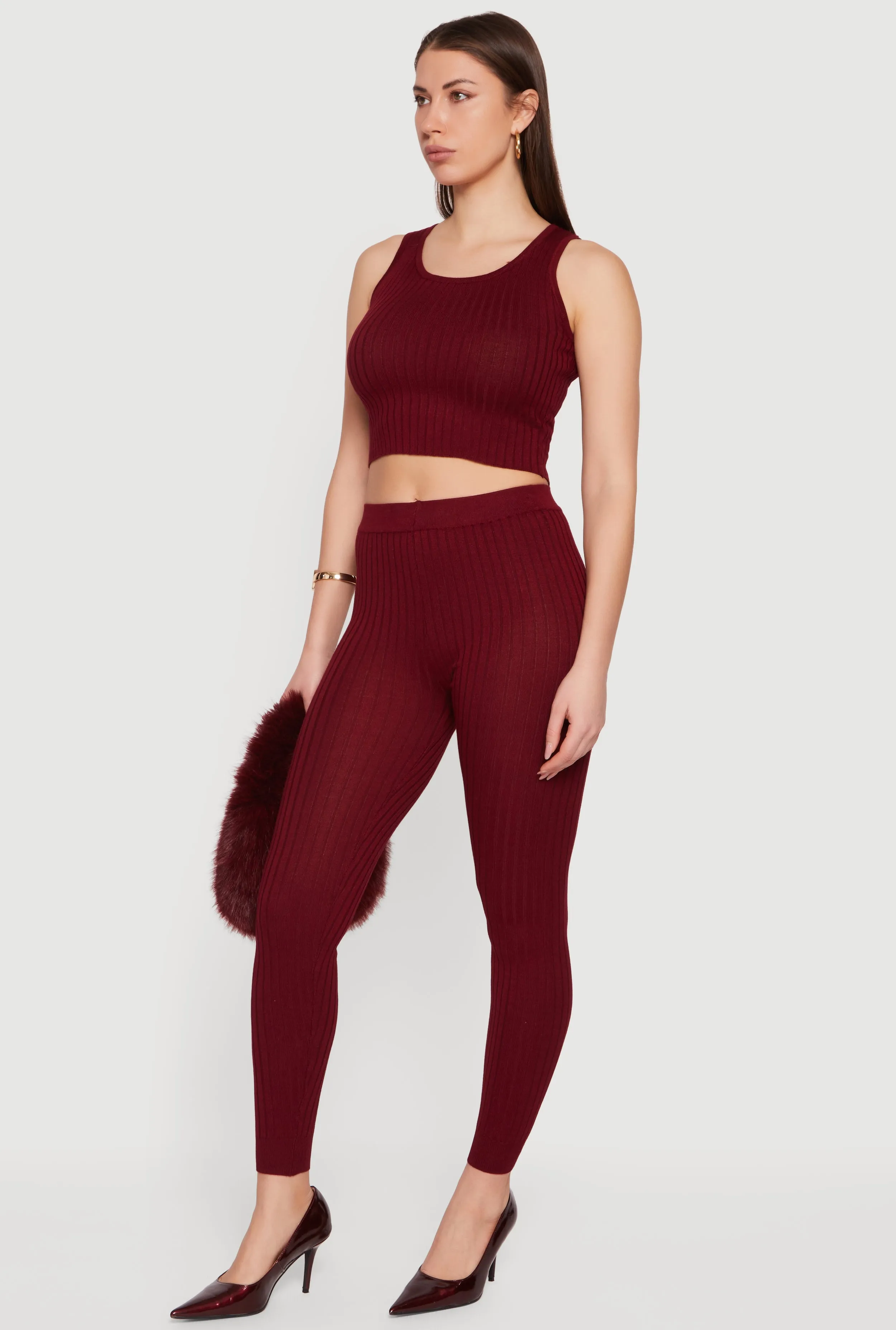 Daisy Ribbed Knit High Waisted Leggings sold by Rainbow product image thumbnail 2