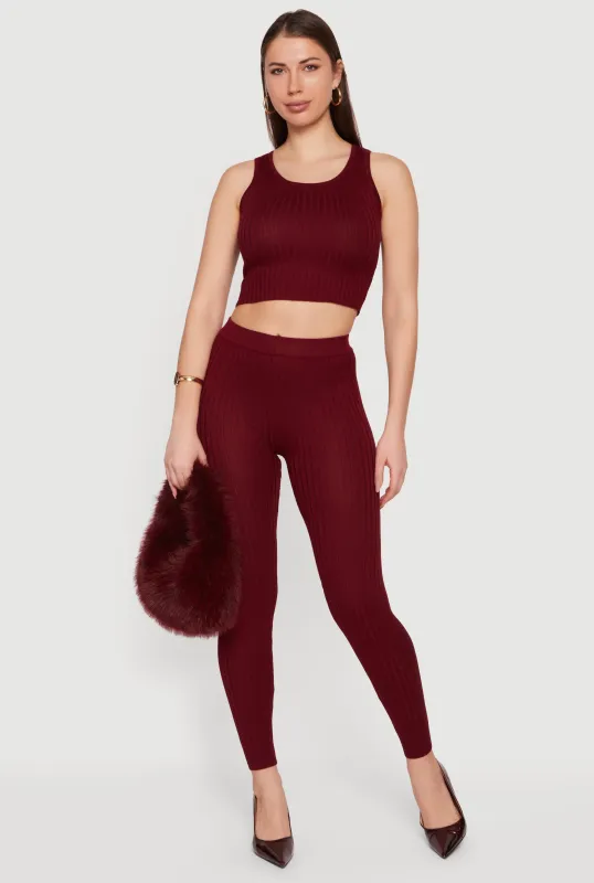 Daisy Ribbed Knit High Waisted Leggings sold by Rainbow