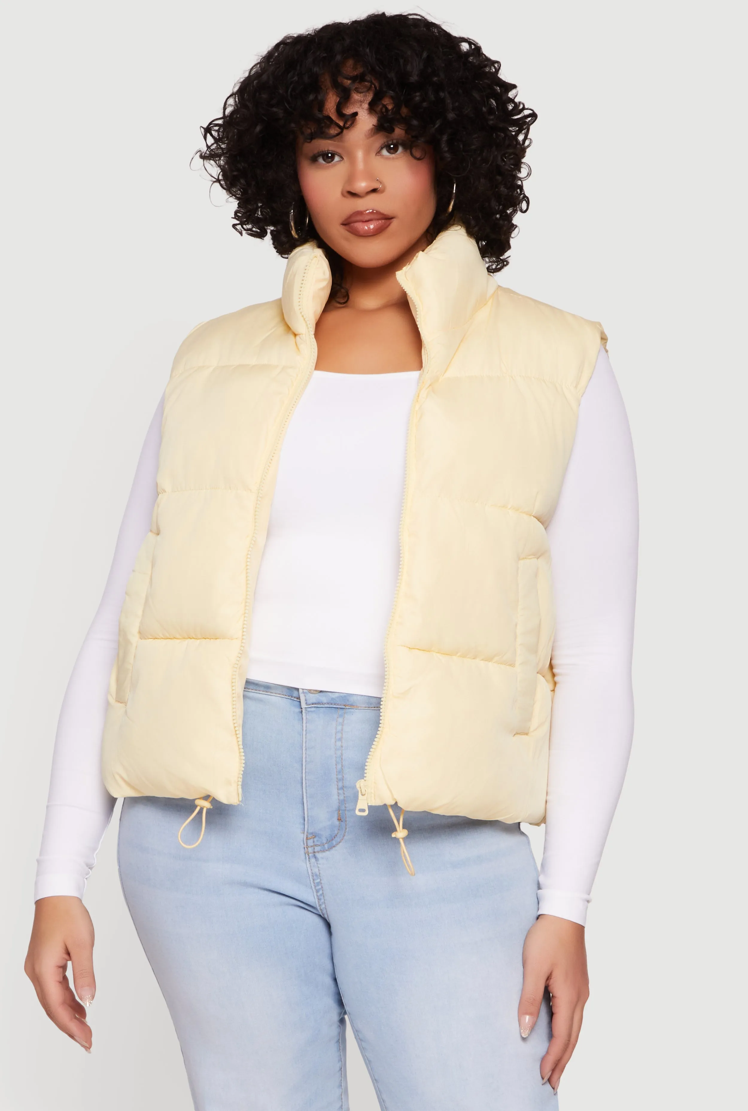 Plus Size Drawstring Hem Zip Front Puffer Vest sold by Rainbow product image thumbnail 2