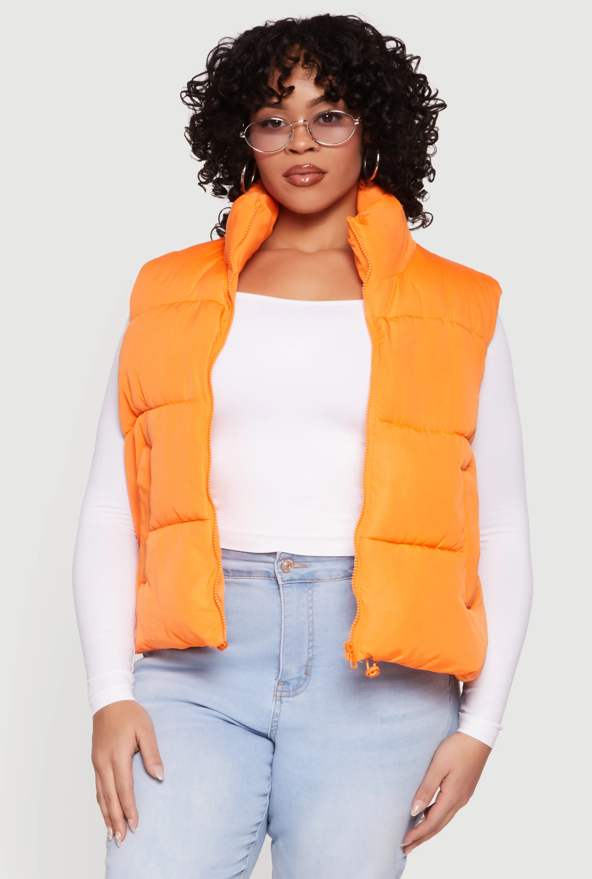 Plus Size Drawstring Hem Zip Front Puffer Vest sold by Rainbow product image thumbnail 2