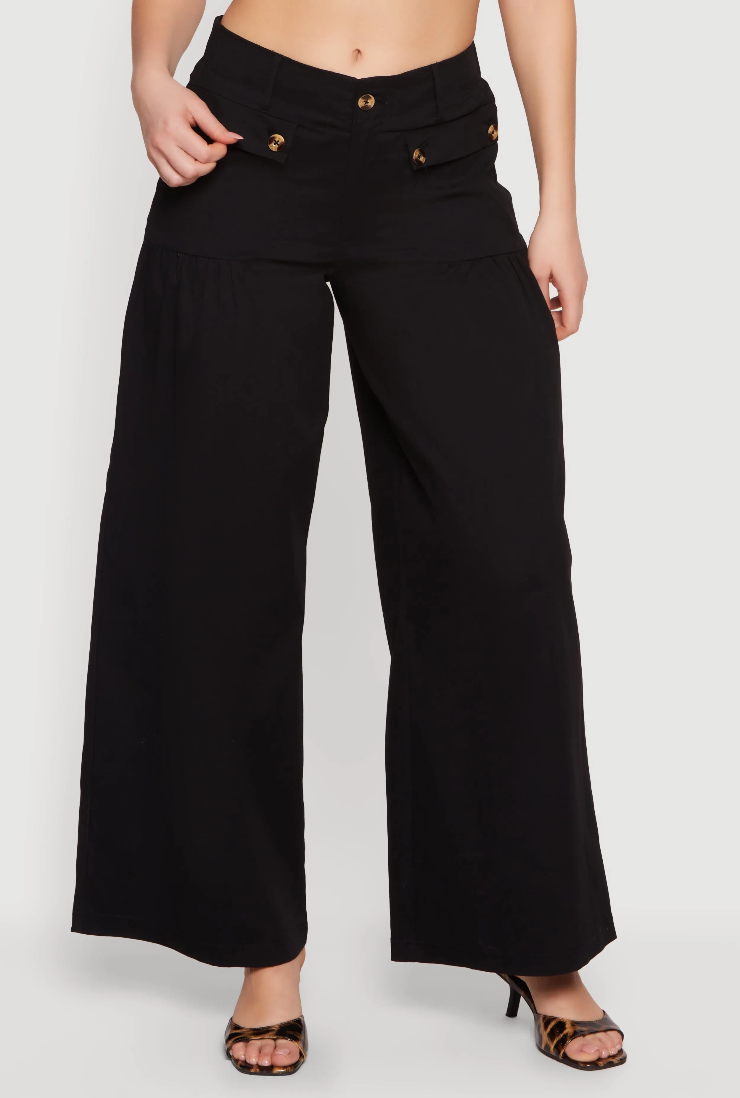 Solid Twill Wide Leg Palazzo Pants sold by Rainbow product image thumbnail 3