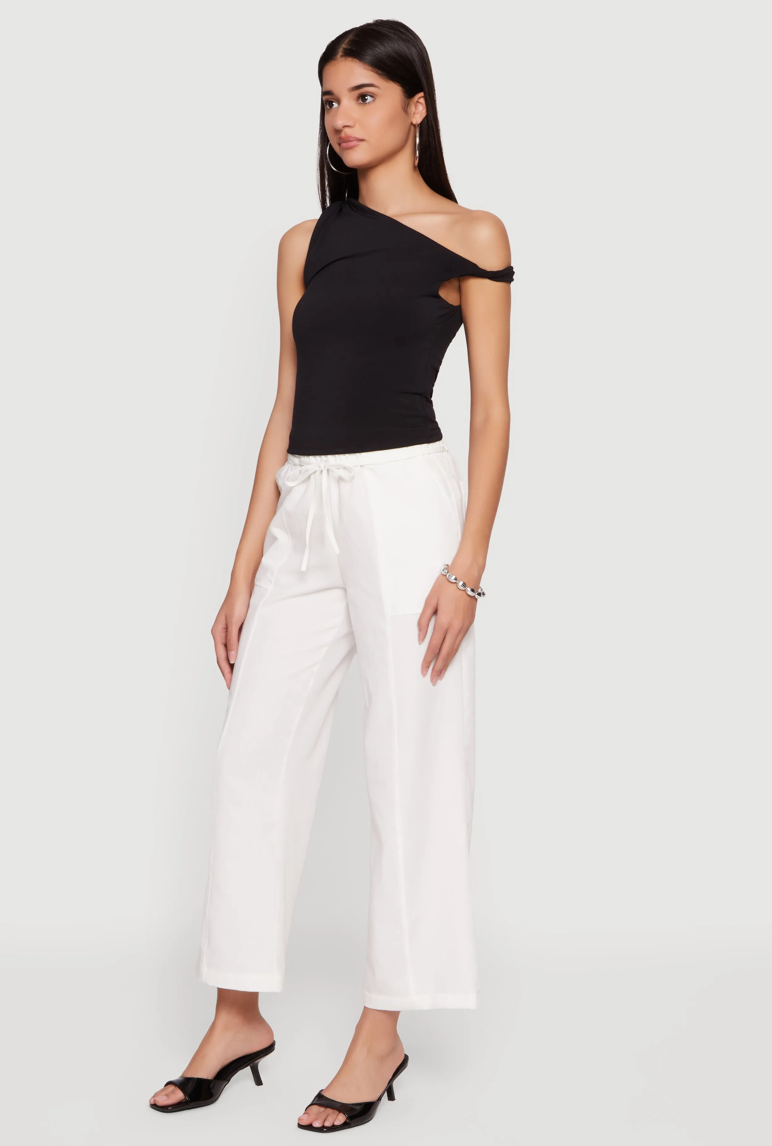 High Tie Waist Belted Wide Leg Casual Pants sold by Rainbow product image thumbnail 2