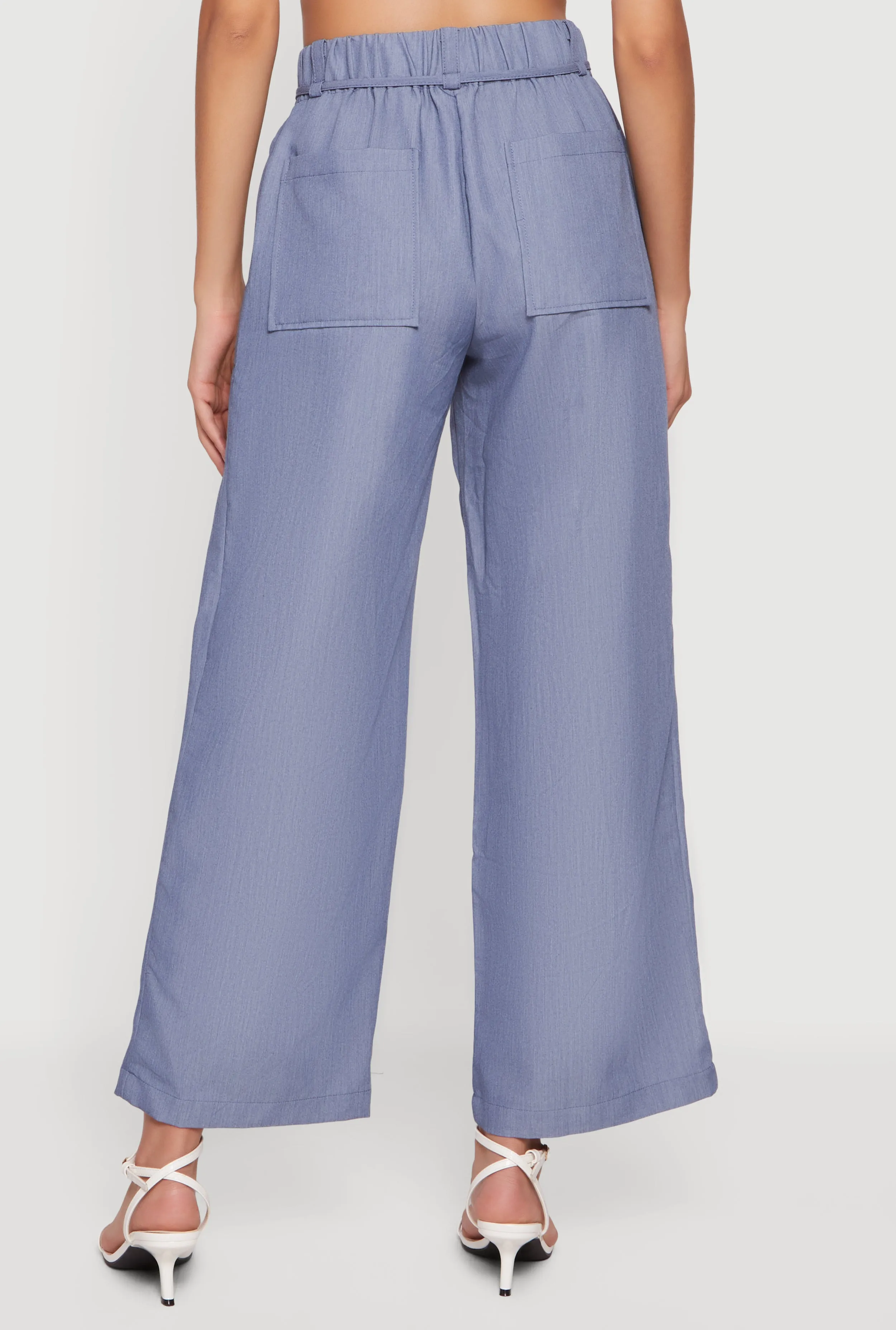 High Tie Waist Belted Wide Leg Casual Pants sold by Rainbow product image thumbnail 5