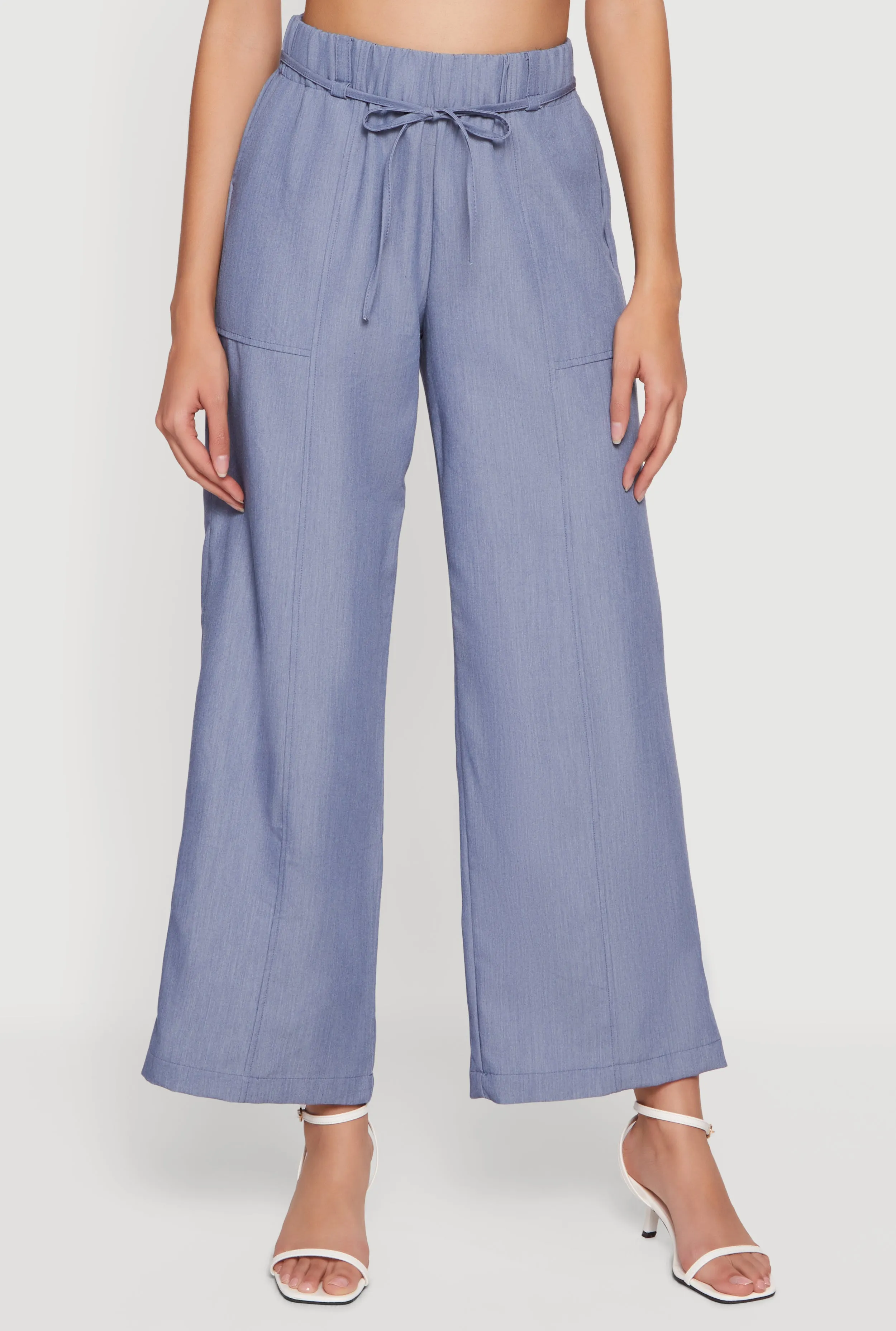 High Tie Waist Belted Wide Leg Casual Pants sold by Rainbow product image thumbnail 3