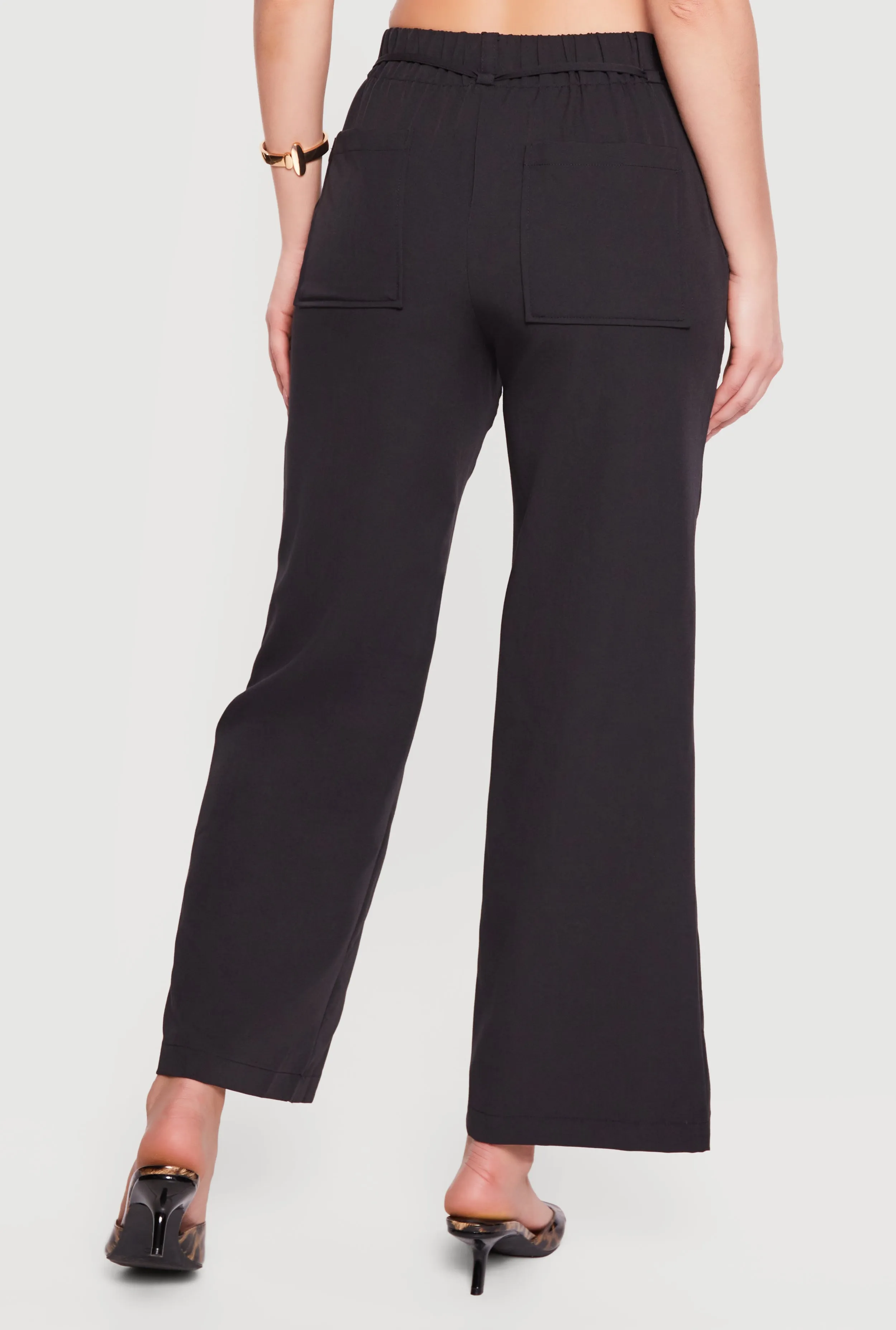 High Tie Waist Belted Wide Leg Casual Pants sold by Rainbow product image thumbnail 5