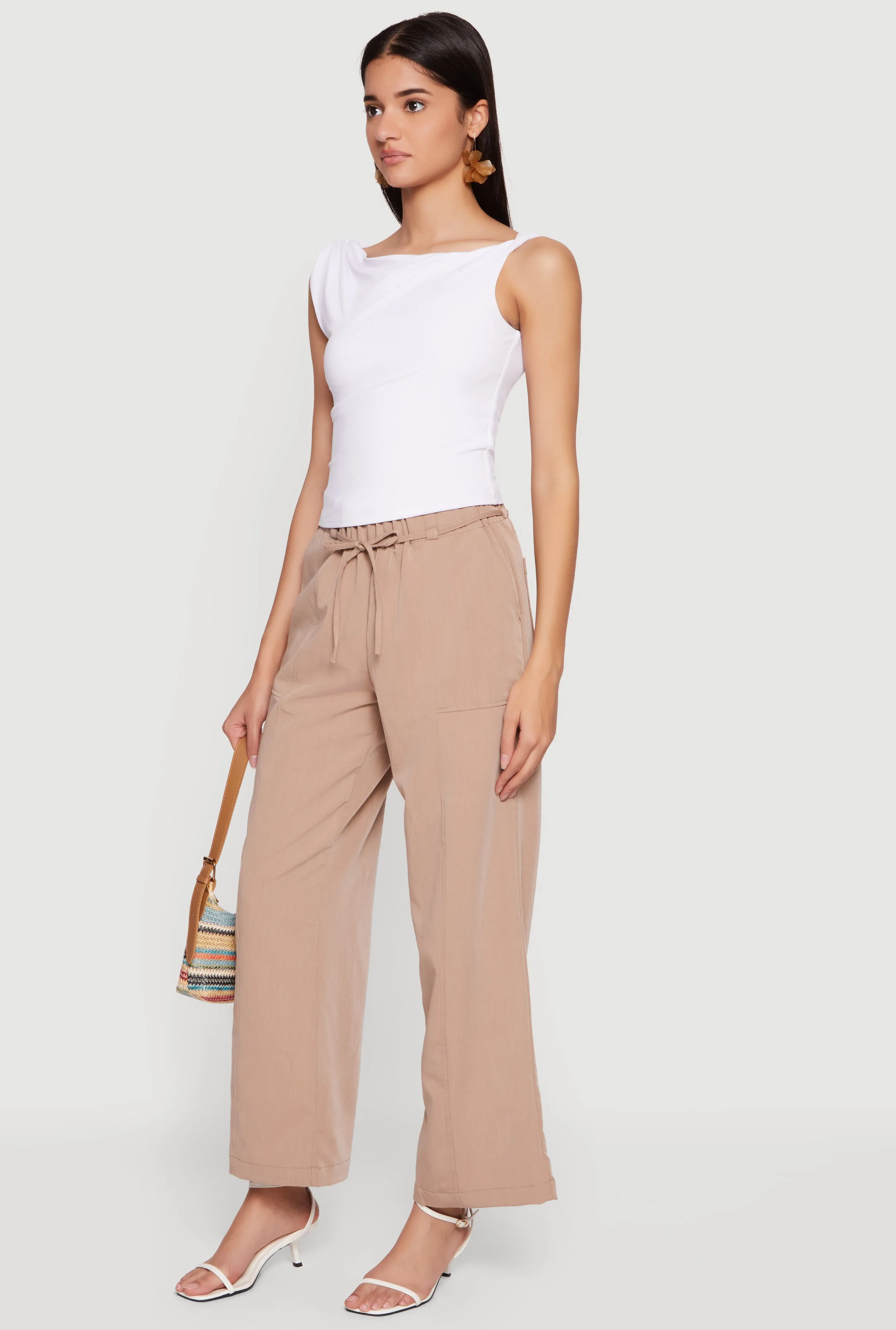 High Tie Waist Belted Wide Leg Casual Pants sold by Rainbow product image thumbnail 2