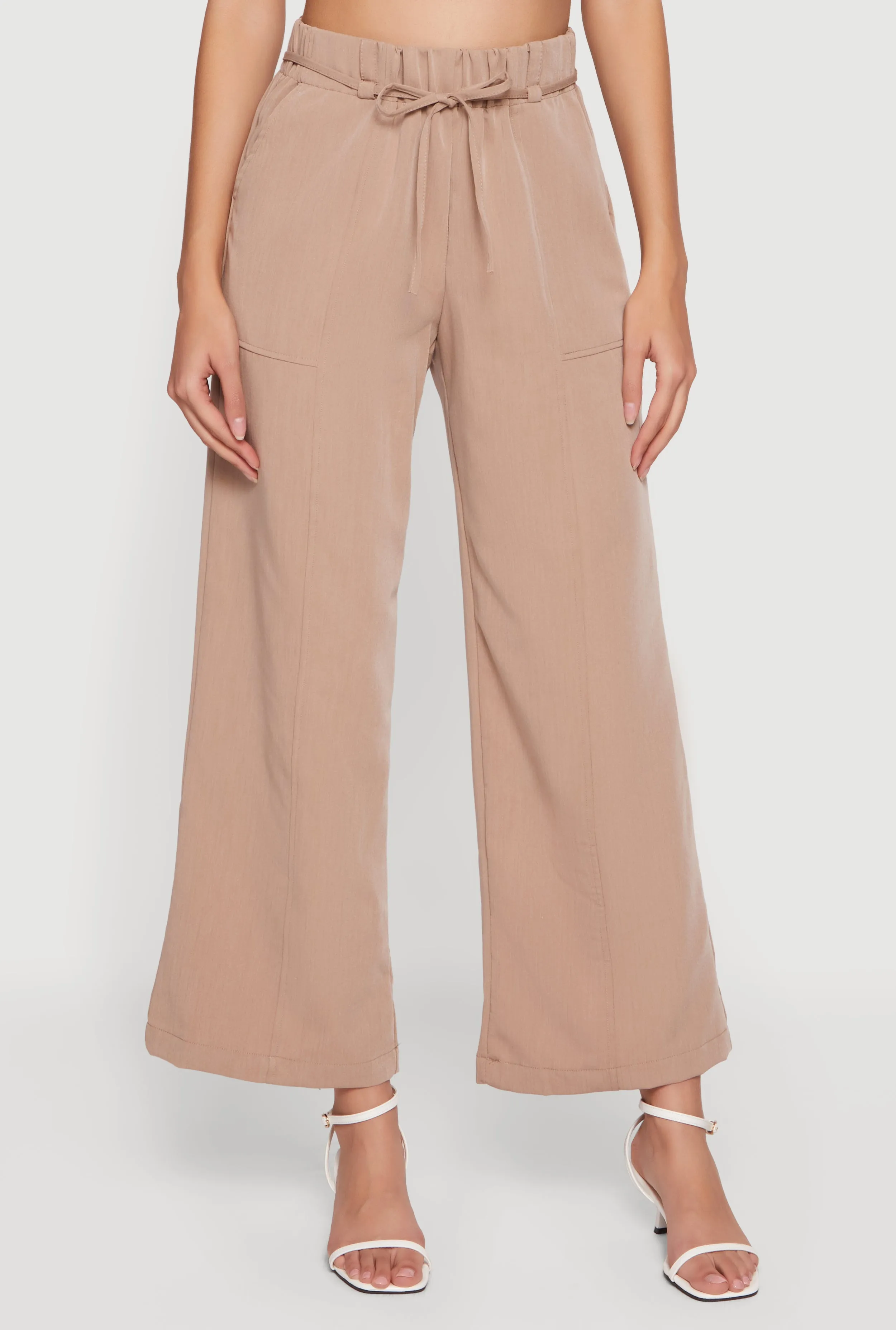 High Tie Waist Belted Wide Leg Casual Pants sold by Rainbow product image thumbnail 3