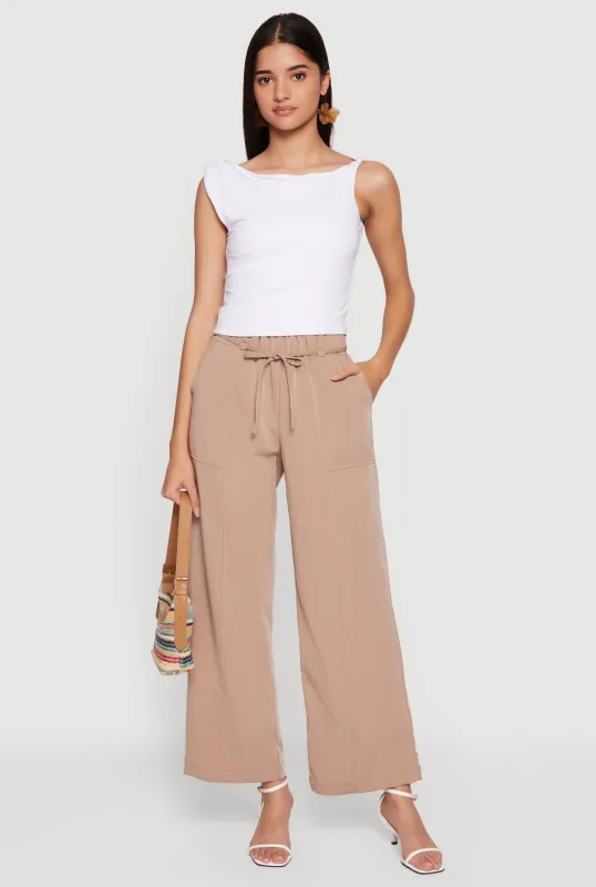 High Tie Waist Belted Wide Leg Casual Pants sold by Rainbow