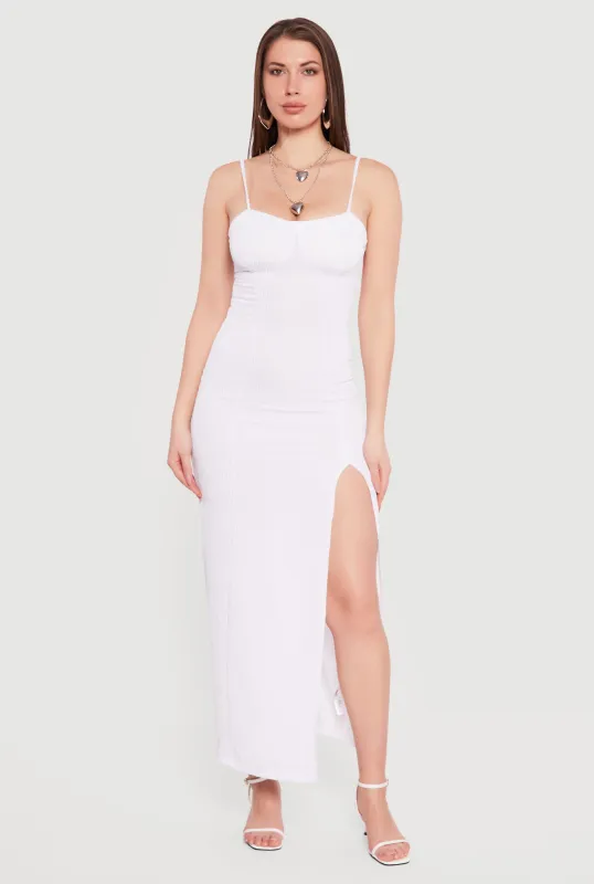 Rib Knit Sweetheart Maxi Cami Dress sold by Rainbow