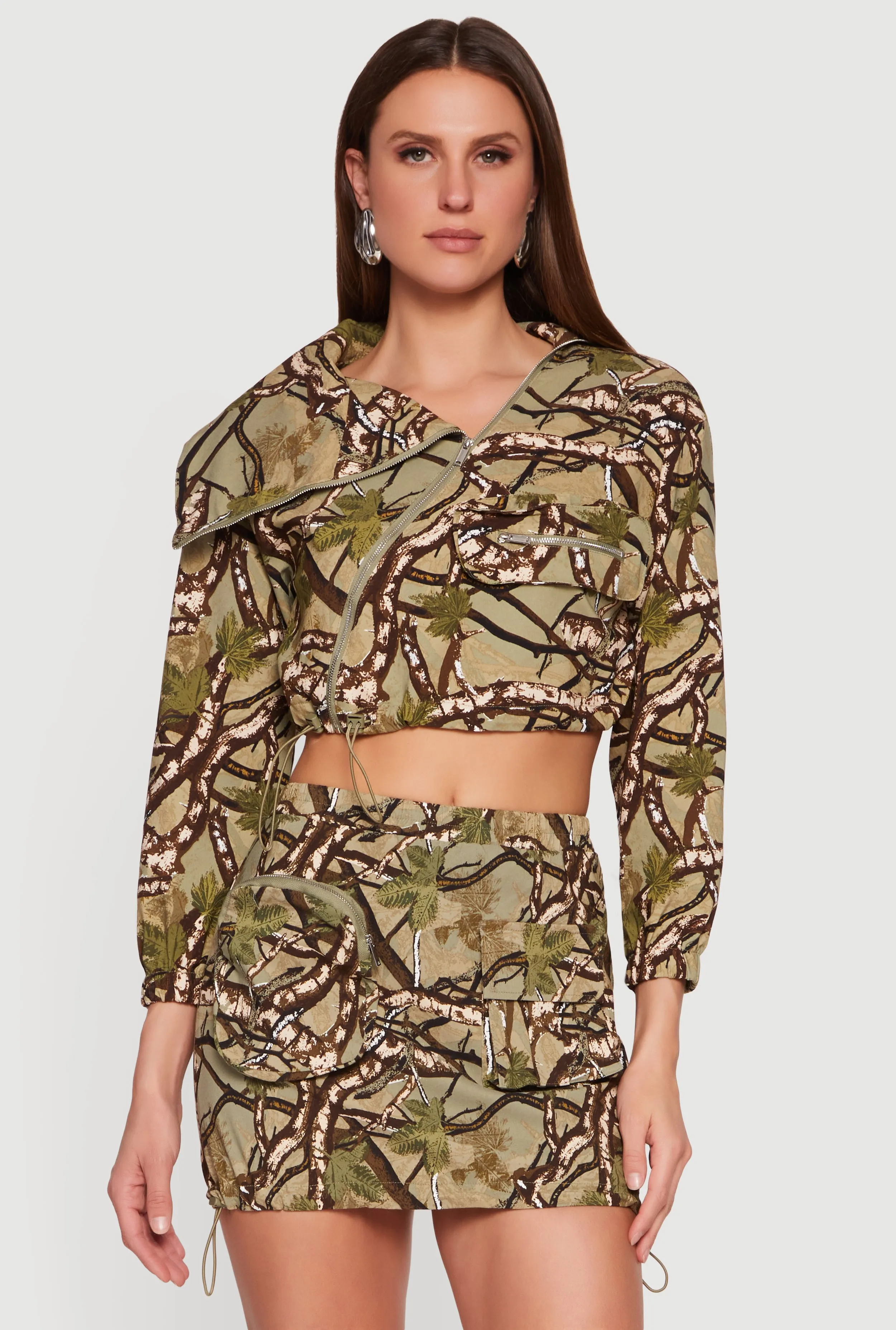 Asymmetrical Zip Front Cropped Jacket sold by Rainbow