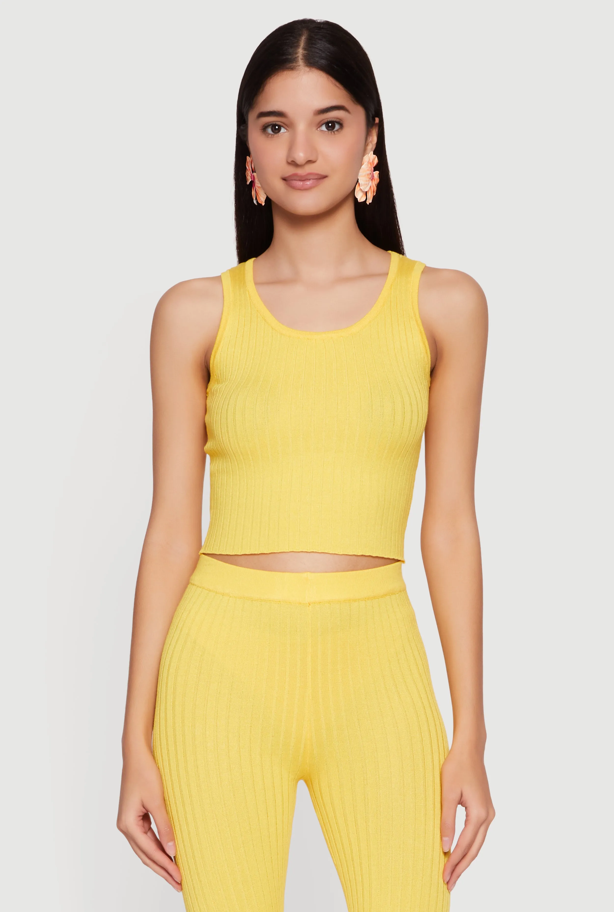 Daisy Ribbed Knit Cropped Tank Top sold by Rainbow
