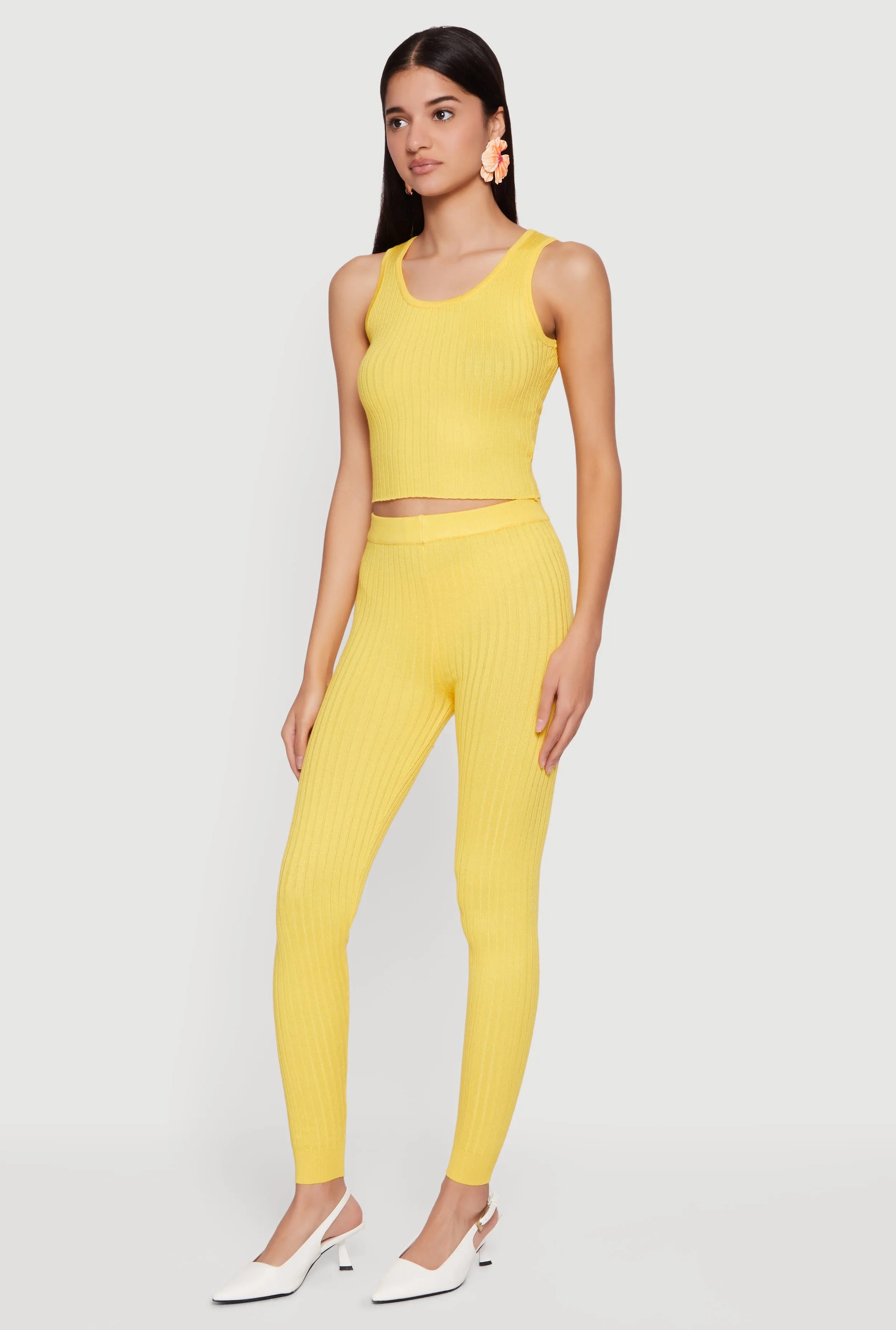 Daisy Ribbed Knit Cropped Tank Top sold by Rainbow product image thumbnail 3