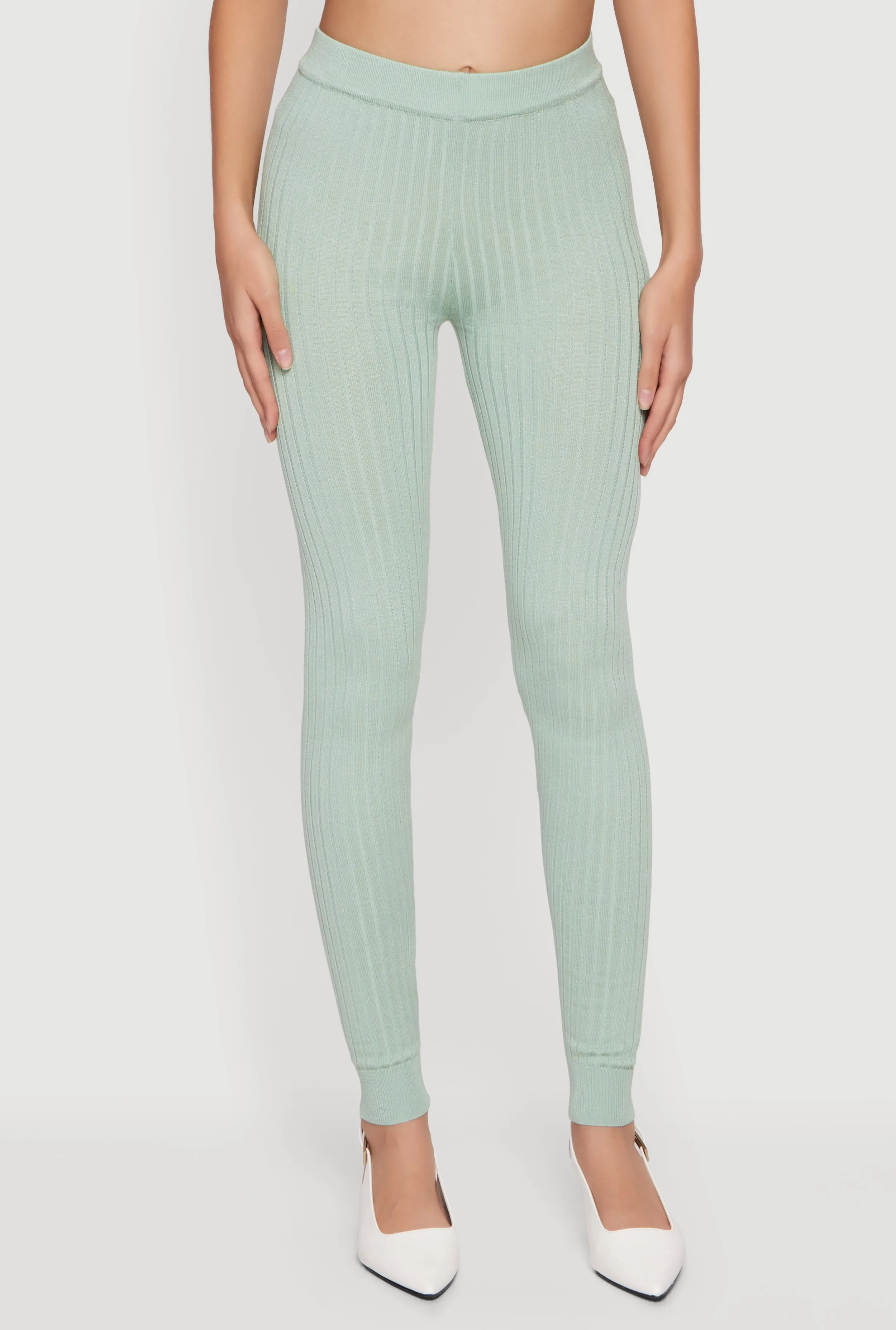 Daisy Ribbed Knit High Waisted Leggings sold by Rainbow product image thumbnail 3