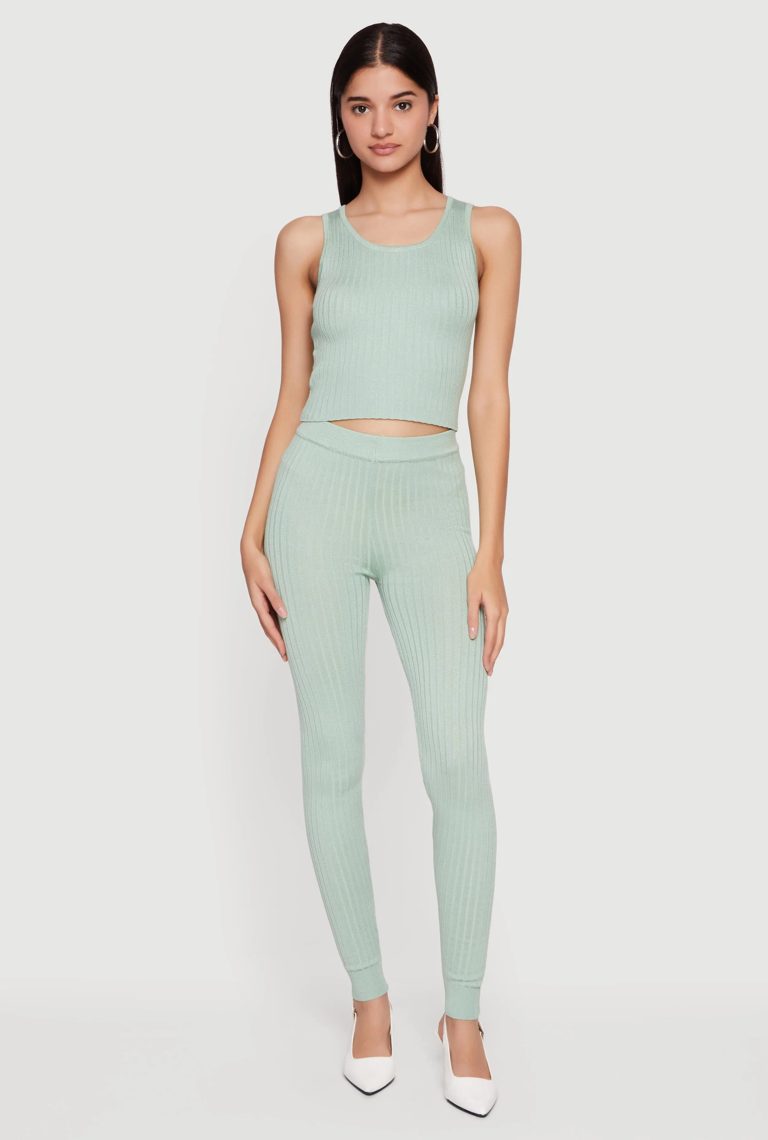 Daisy Ribbed Knit High Waisted Leggings sold by Rainbow