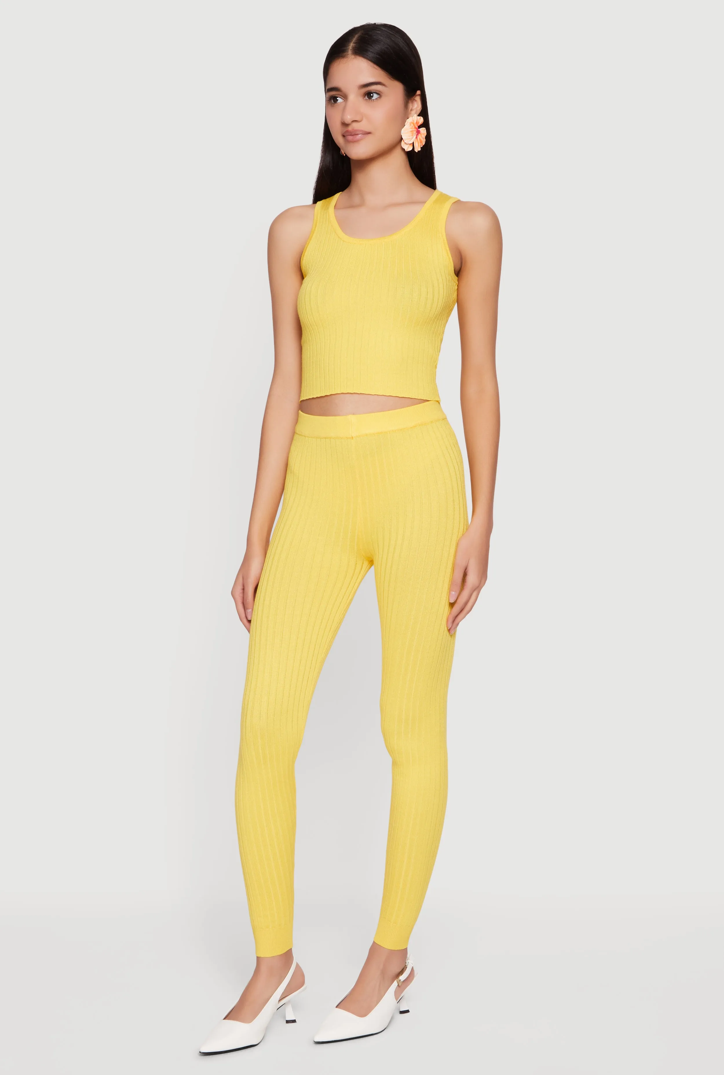 Daisy Ribbed Knit High Waisted Leggings sold by Rainbow product image thumbnail 2