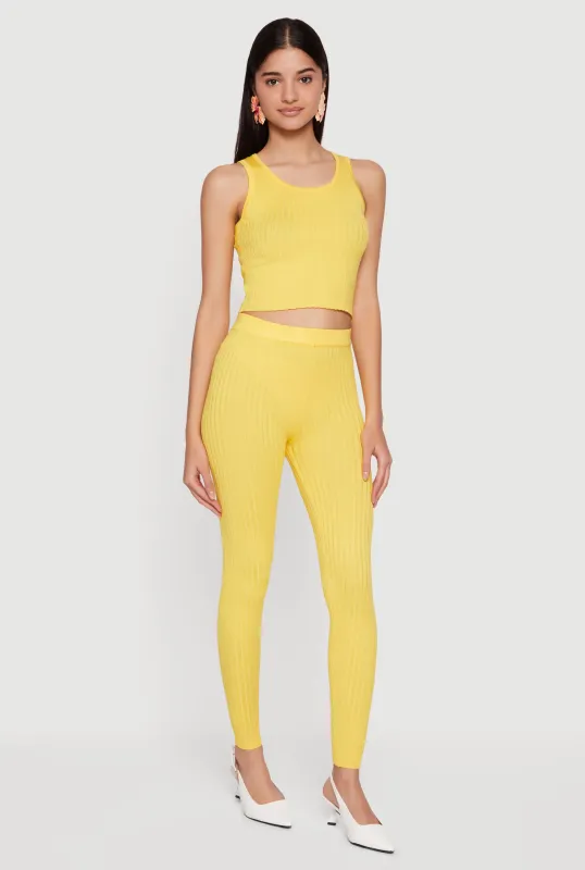 Daisy Ribbed Knit High Waisted Leggings sold by Rainbow