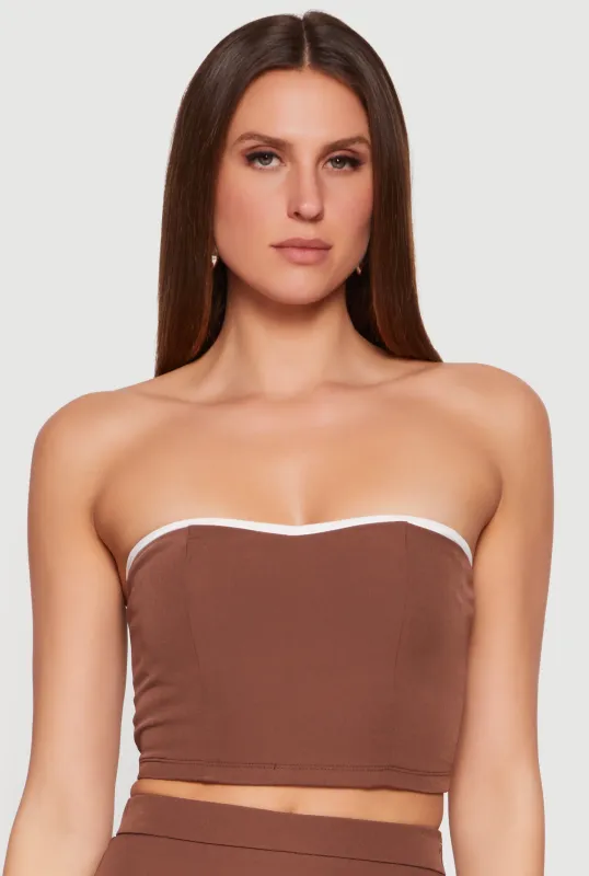 Contrast Trim Crop Tube Top made by Rainbow